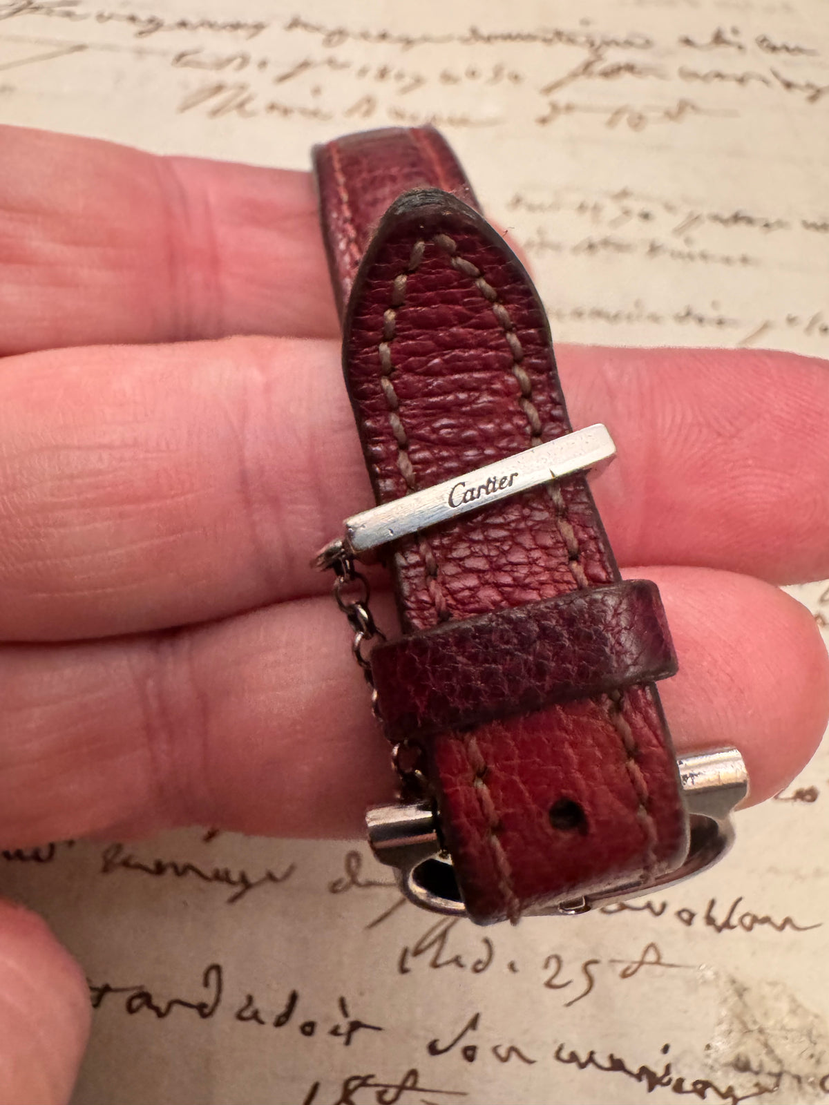 Rare Vintage Cartier Leather Bracelet with Sterling Buckle