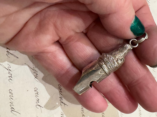 sterling silver English dog shaped whistle