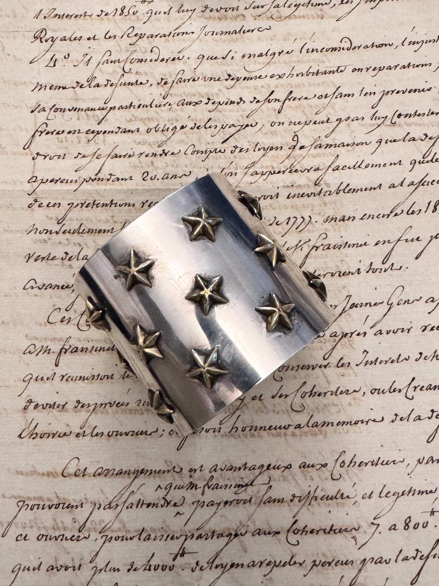 spectacular, rare Sterling Rebajes cuff with stars￼