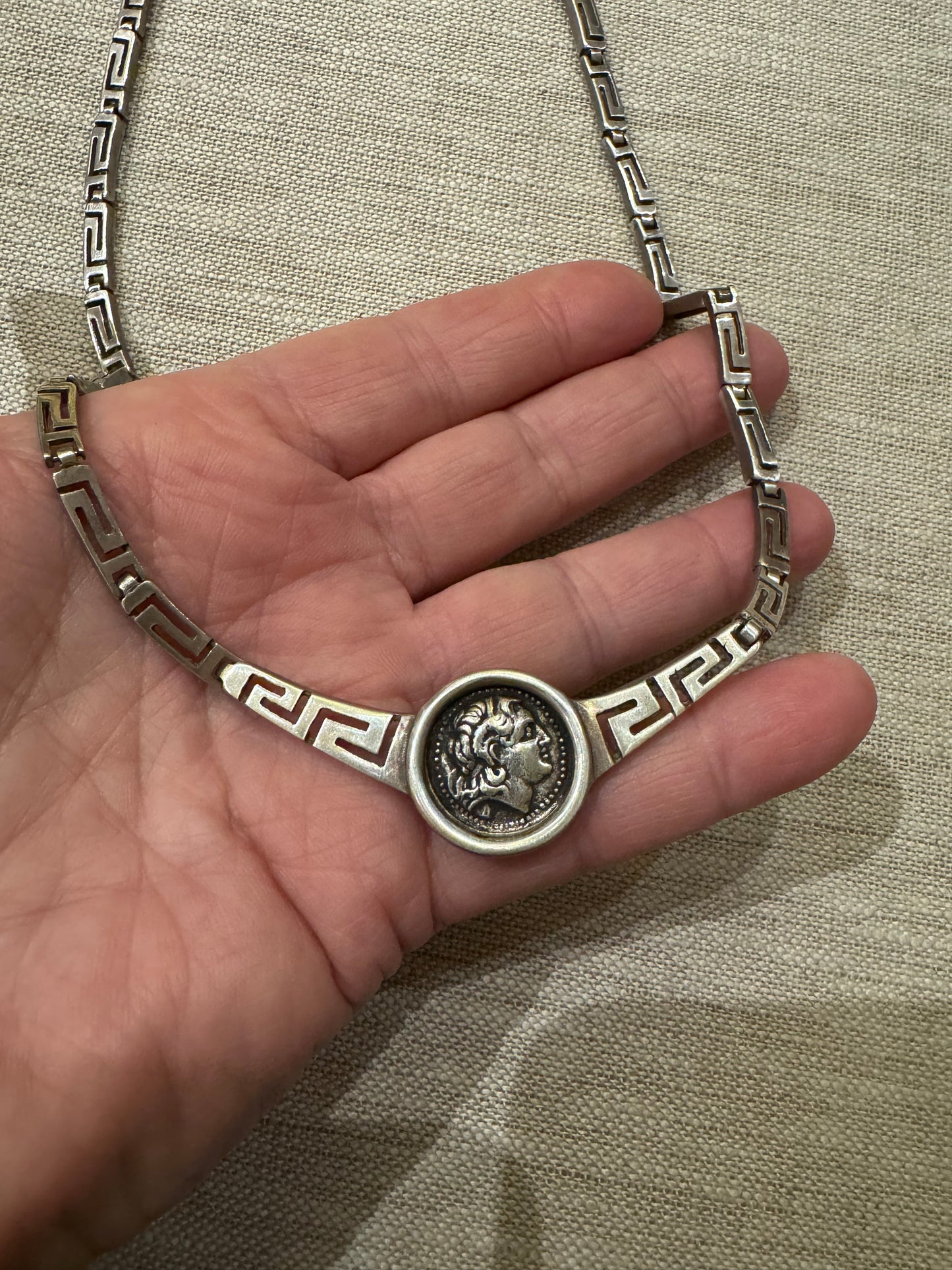 Elegant Vintage Sterling Silver Coin Necklace
