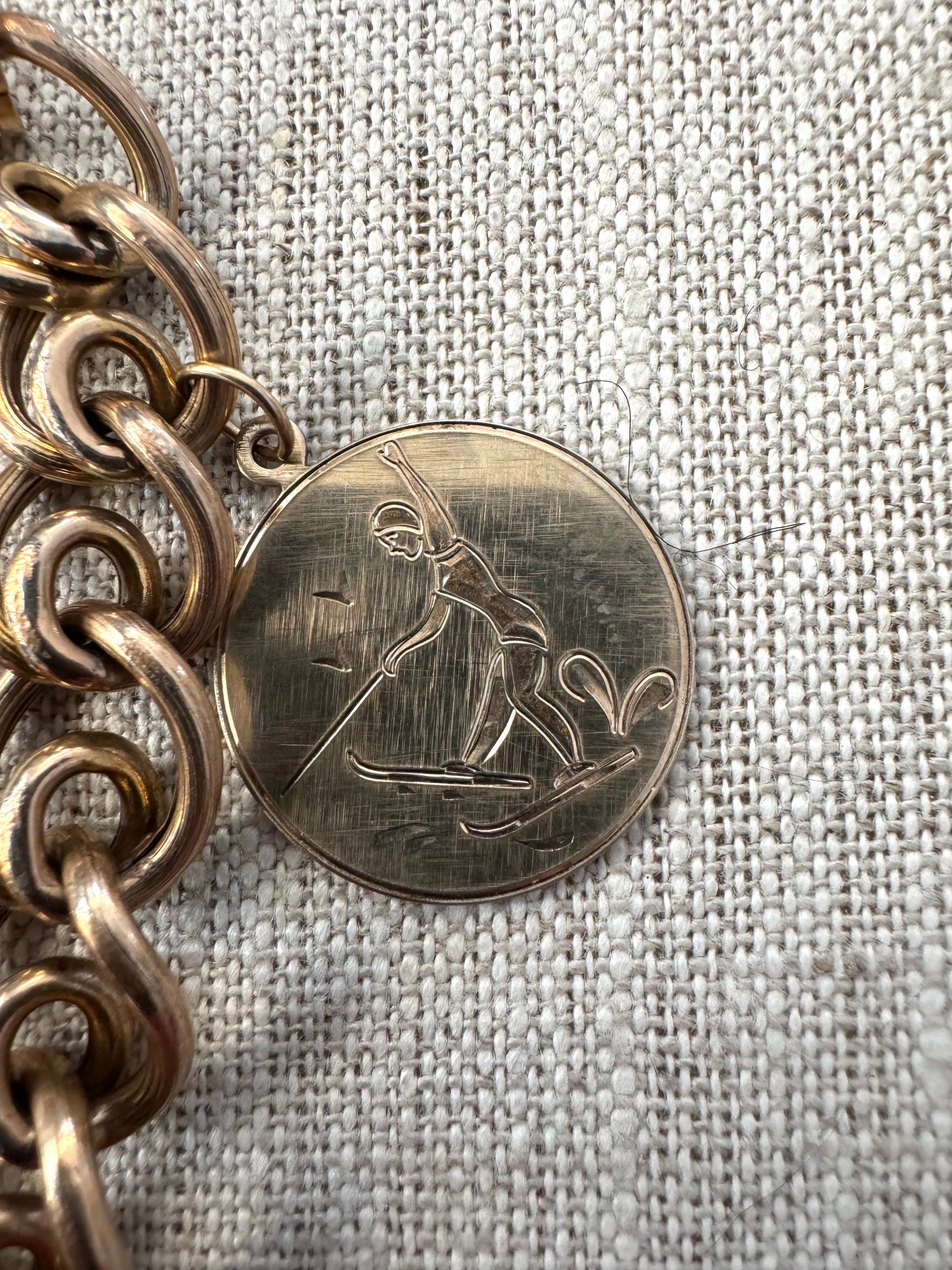 Amazing Vintage Gold Filled Charm Bracelet with Heart Lock