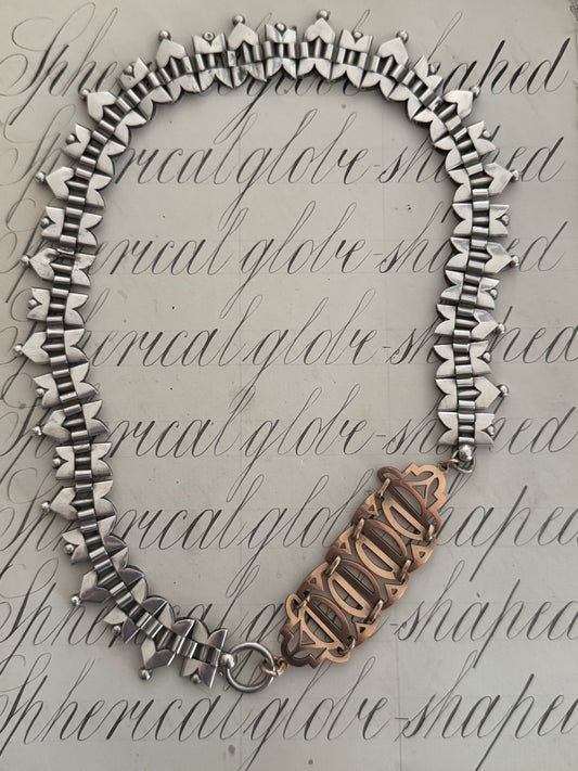 Stupendous Victorian Silver Book Chain with Gold Filled Extender