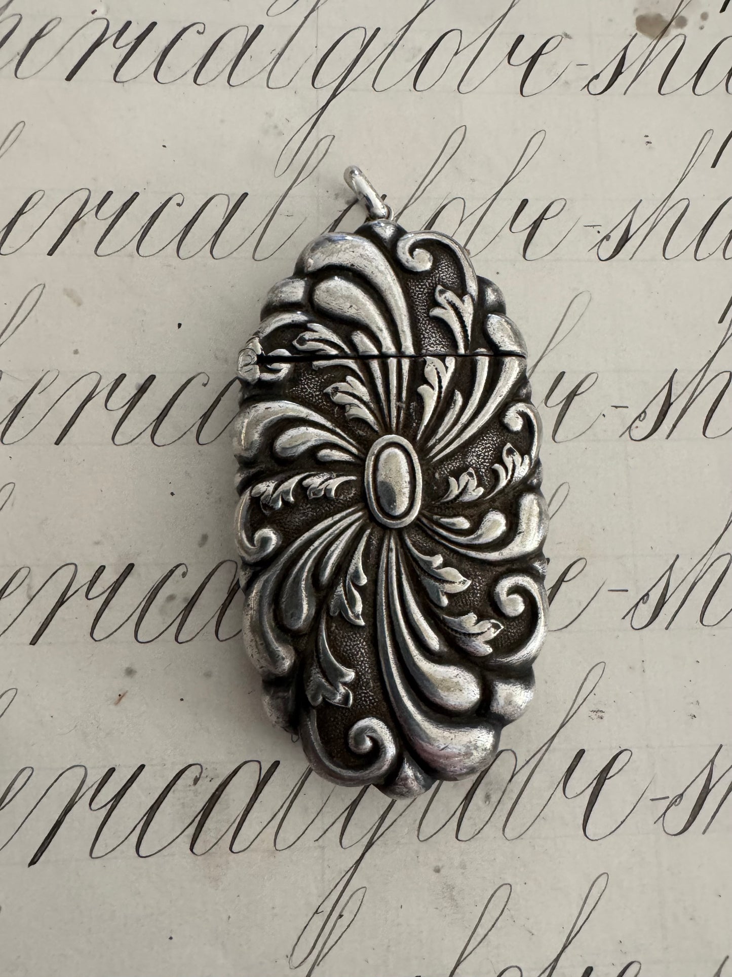 Beautiful large embossed antique match safe