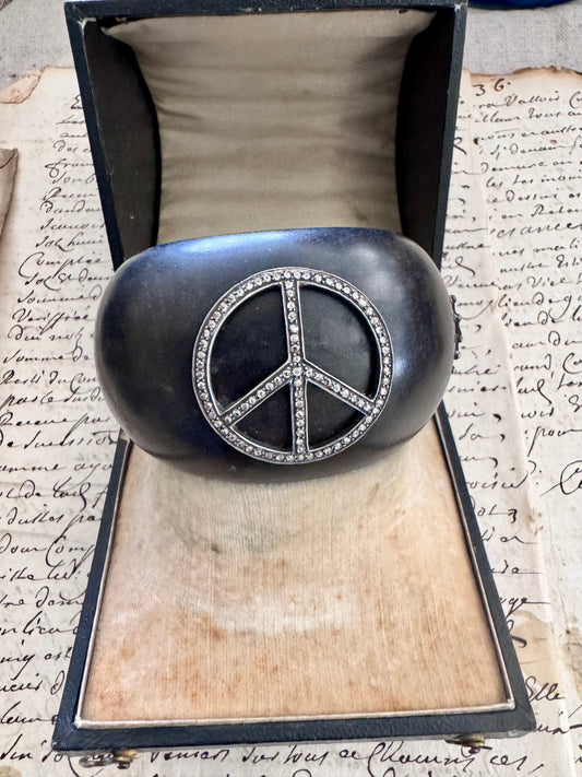 JKC Diamond and Ebony Peace Sign Cuff