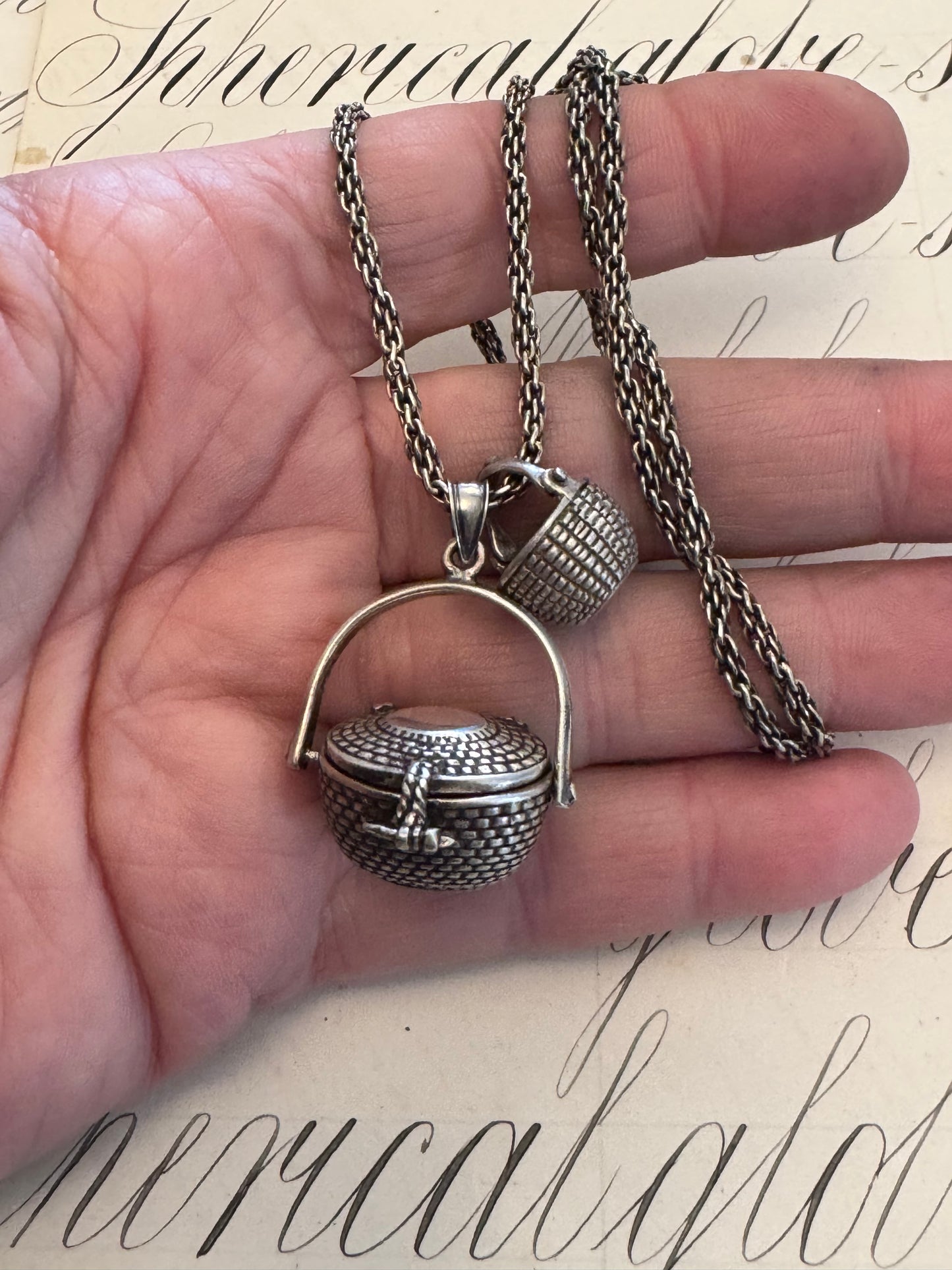 Sterling Nantucket Basket Charms on Chain