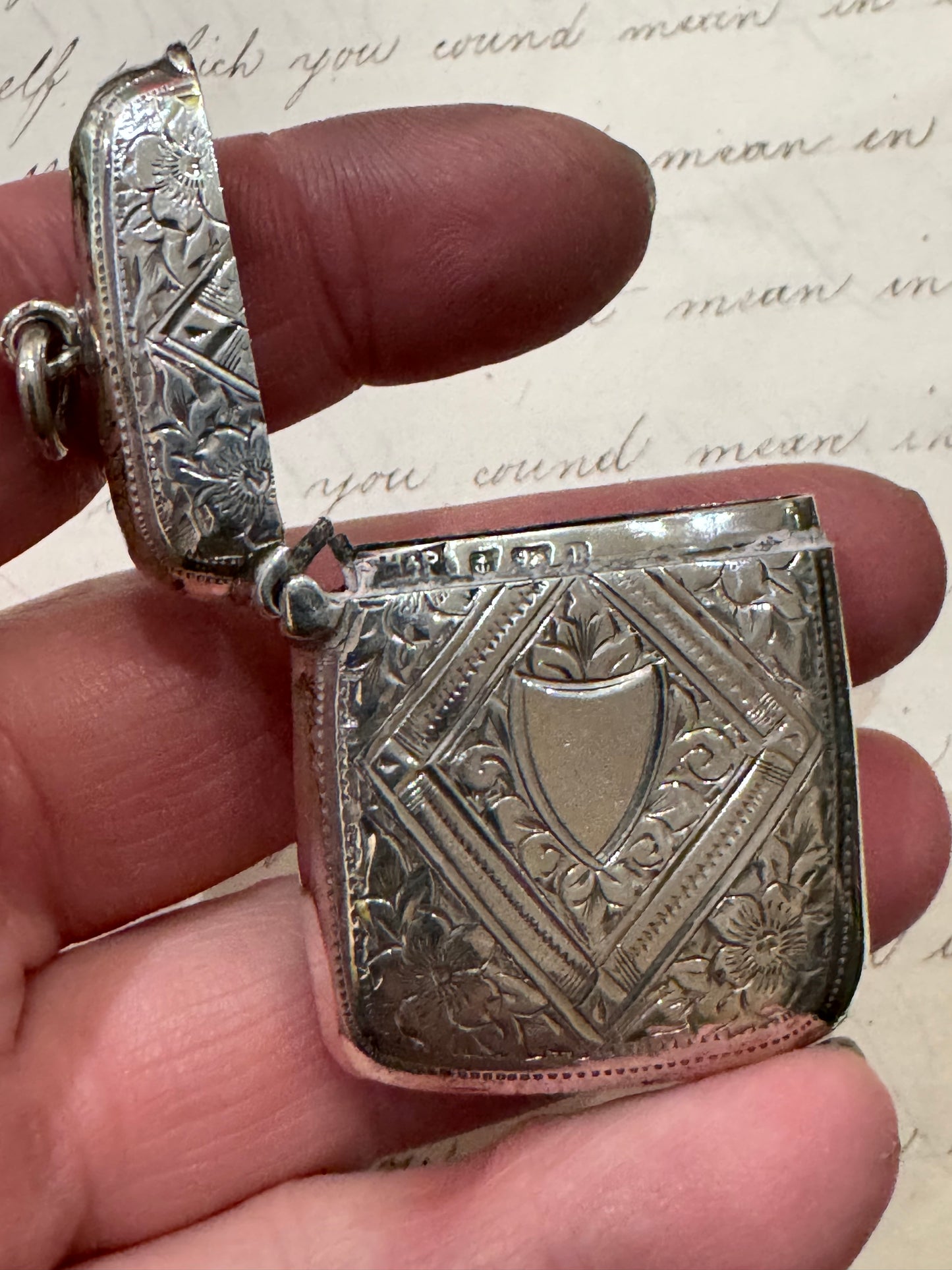 Small Engraved Victorian Match Safe with Space for Monogram