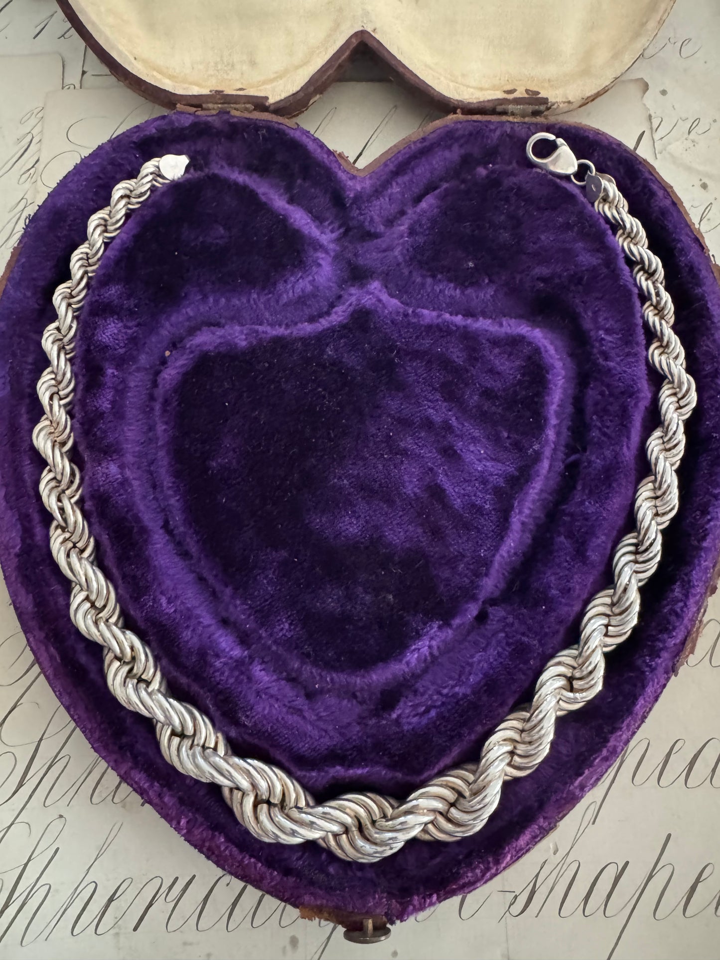 Enormous and Solid Italian Graduated Sterling Rope Chain