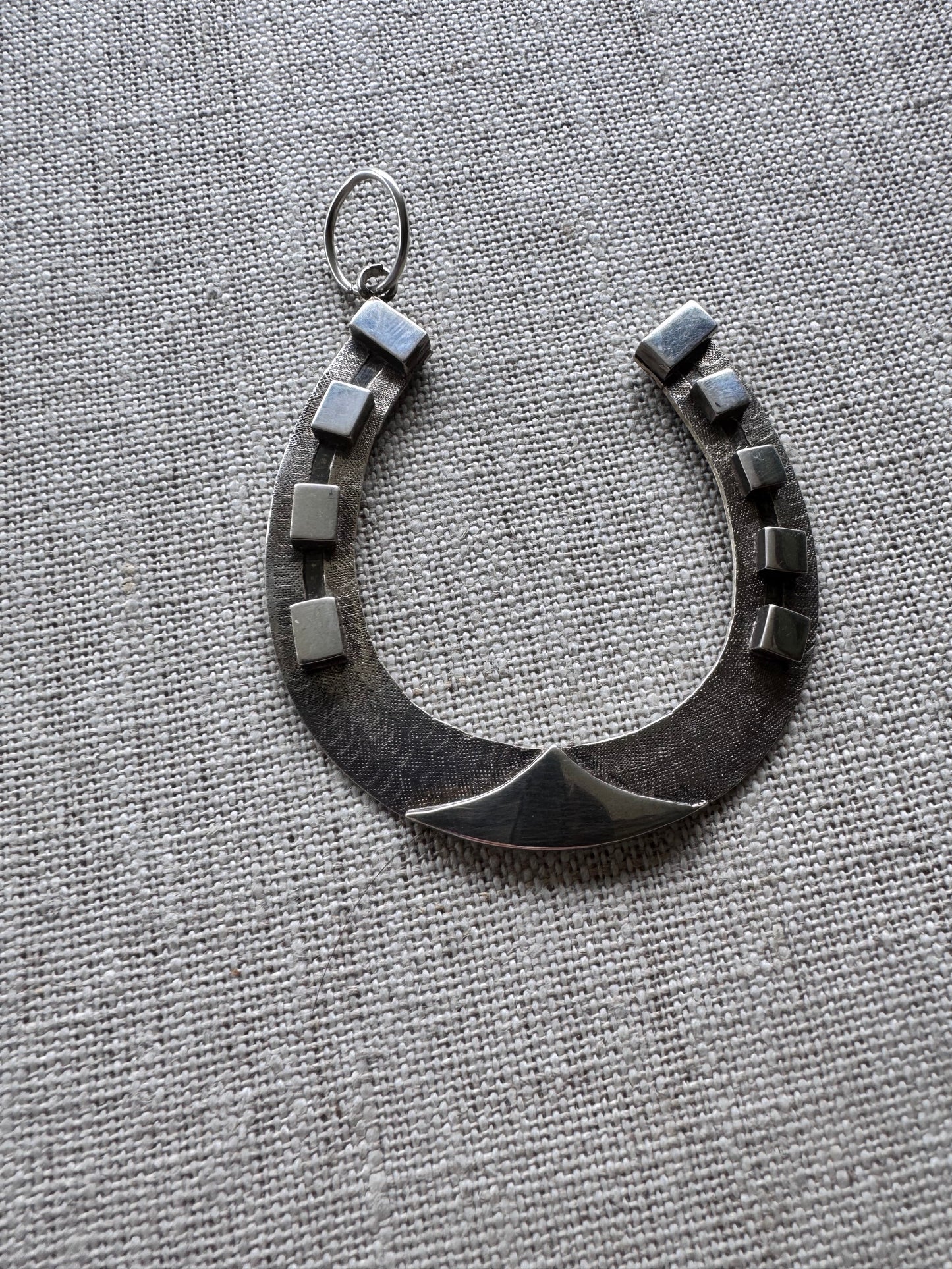 ENORMOUS Silver Horseshoe Pendant