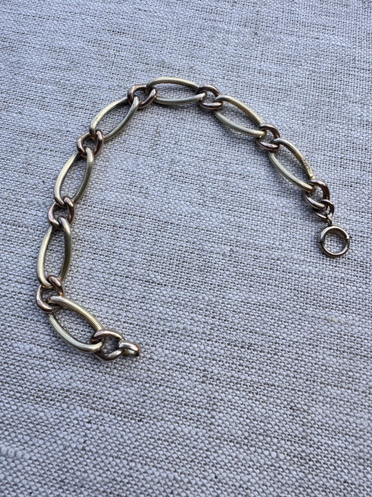 Beautiful Vintage Bi-Color Gold Filled Figaro Link Bracelet