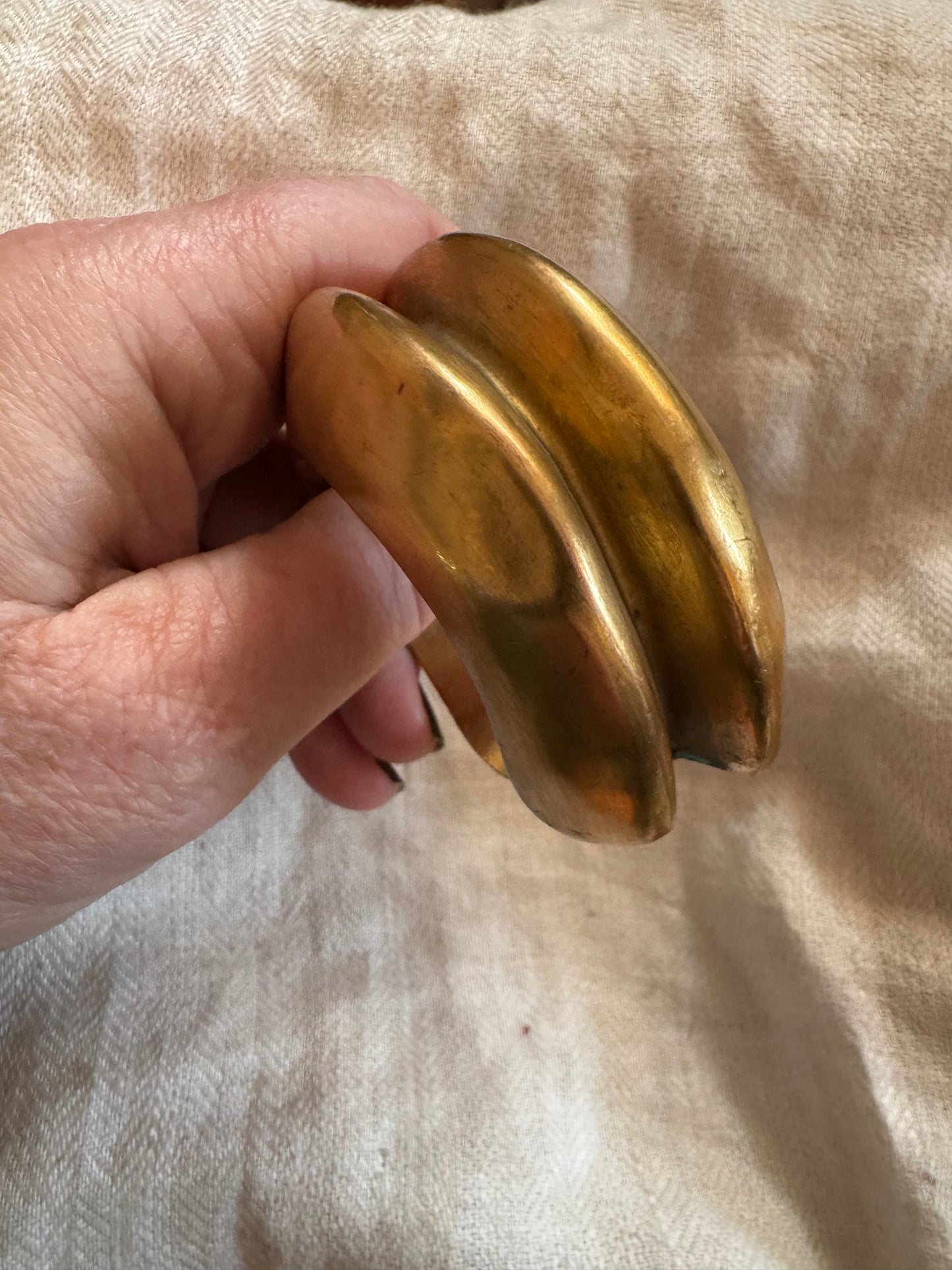 Sculptural Hand Forged Plated Bronze Cuff
