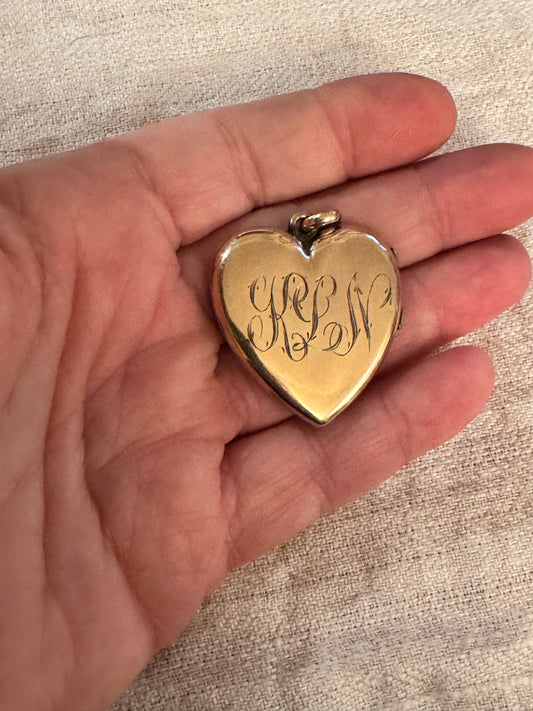 10k Gold Cased Monogramed Heart Locket