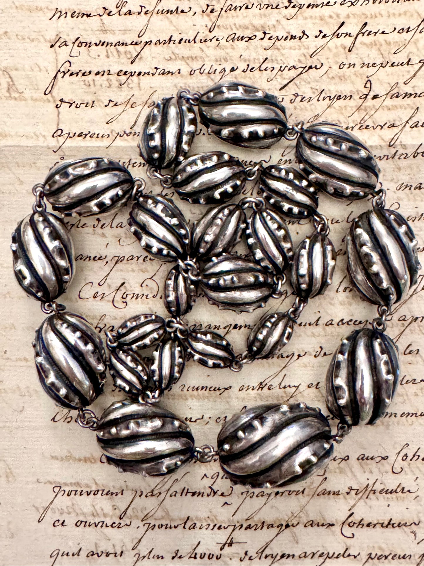 enormous graduated heavy sterling beaded necklace