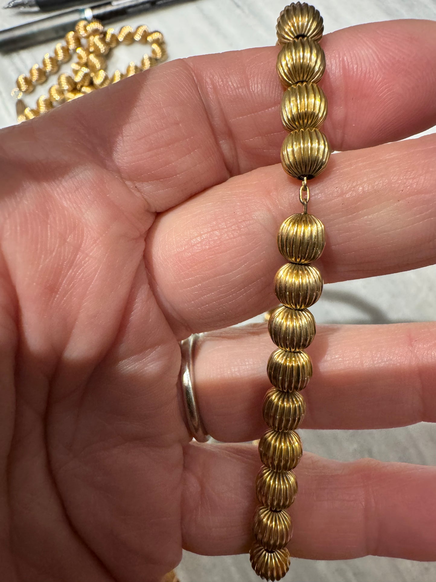MEDIUM Vintage Fluted Gold Filled Beads