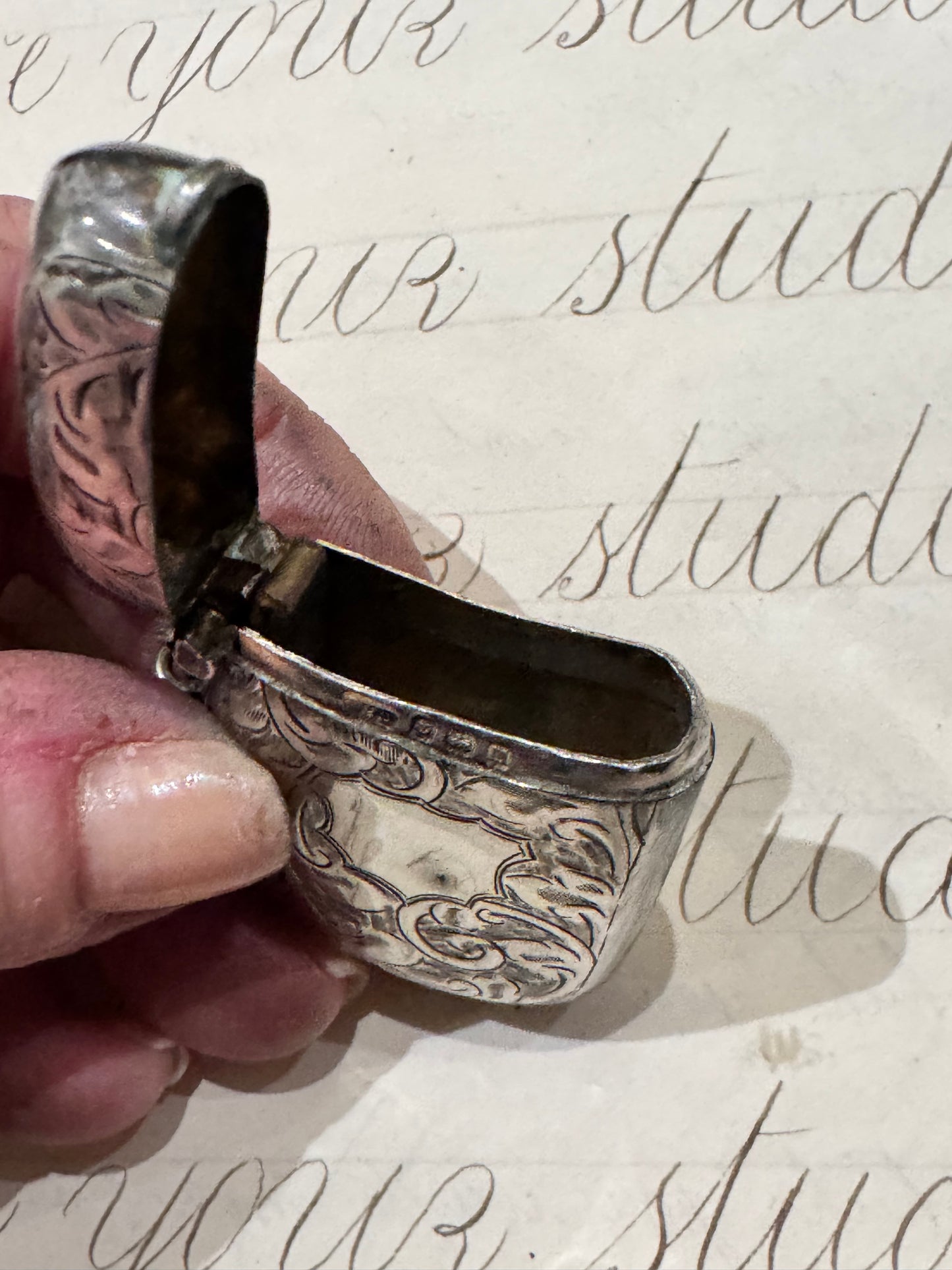 Beautiful English fully engraved match safe