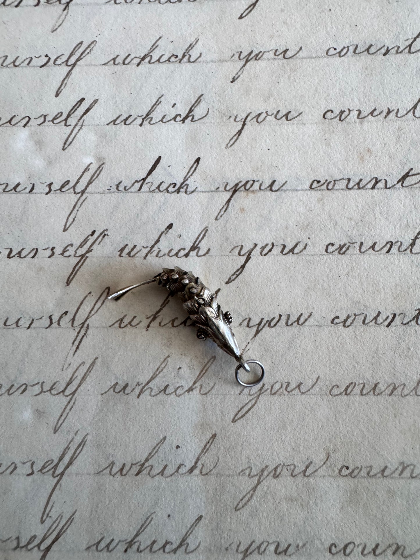 TINY Vintage sterling Silver Articulated Fish J