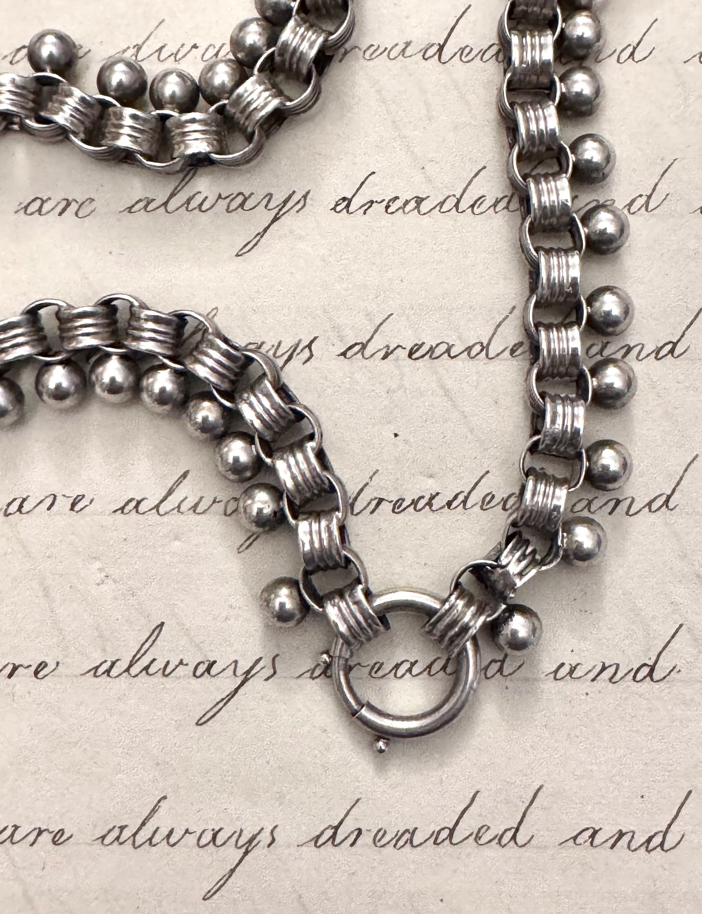 Lovely Victorian Silver Book Chain with Balls at Each Link