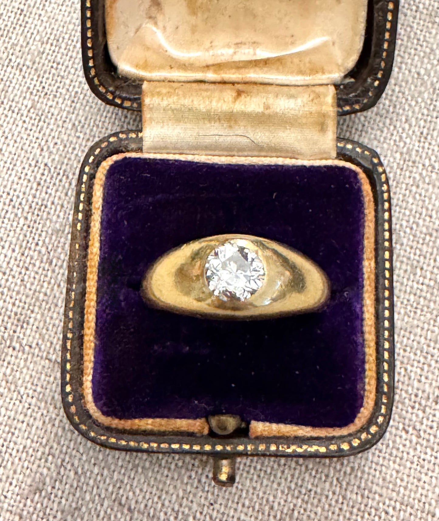 Huge Antique 18k Gold and Diamond Gypsy Ring