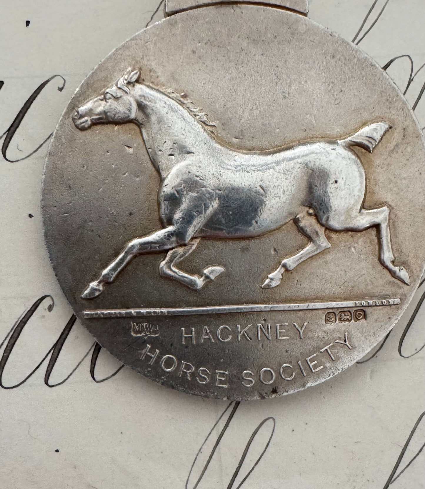 Enormous and Solid Sterling English Mappin & Webb Equestrian Medallion
