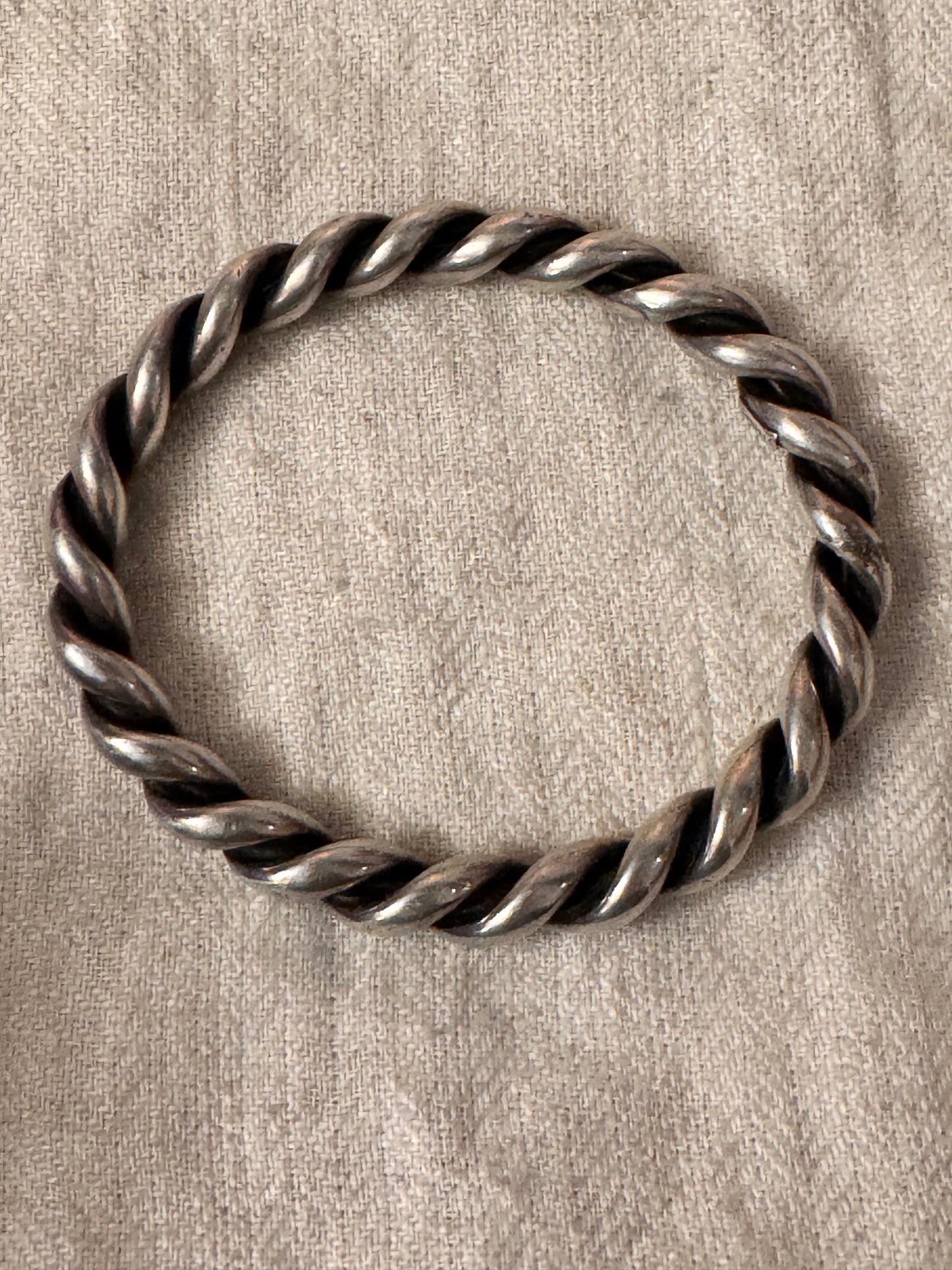 Beautiful and Rare Medium Victorian Silver Rope Bangle