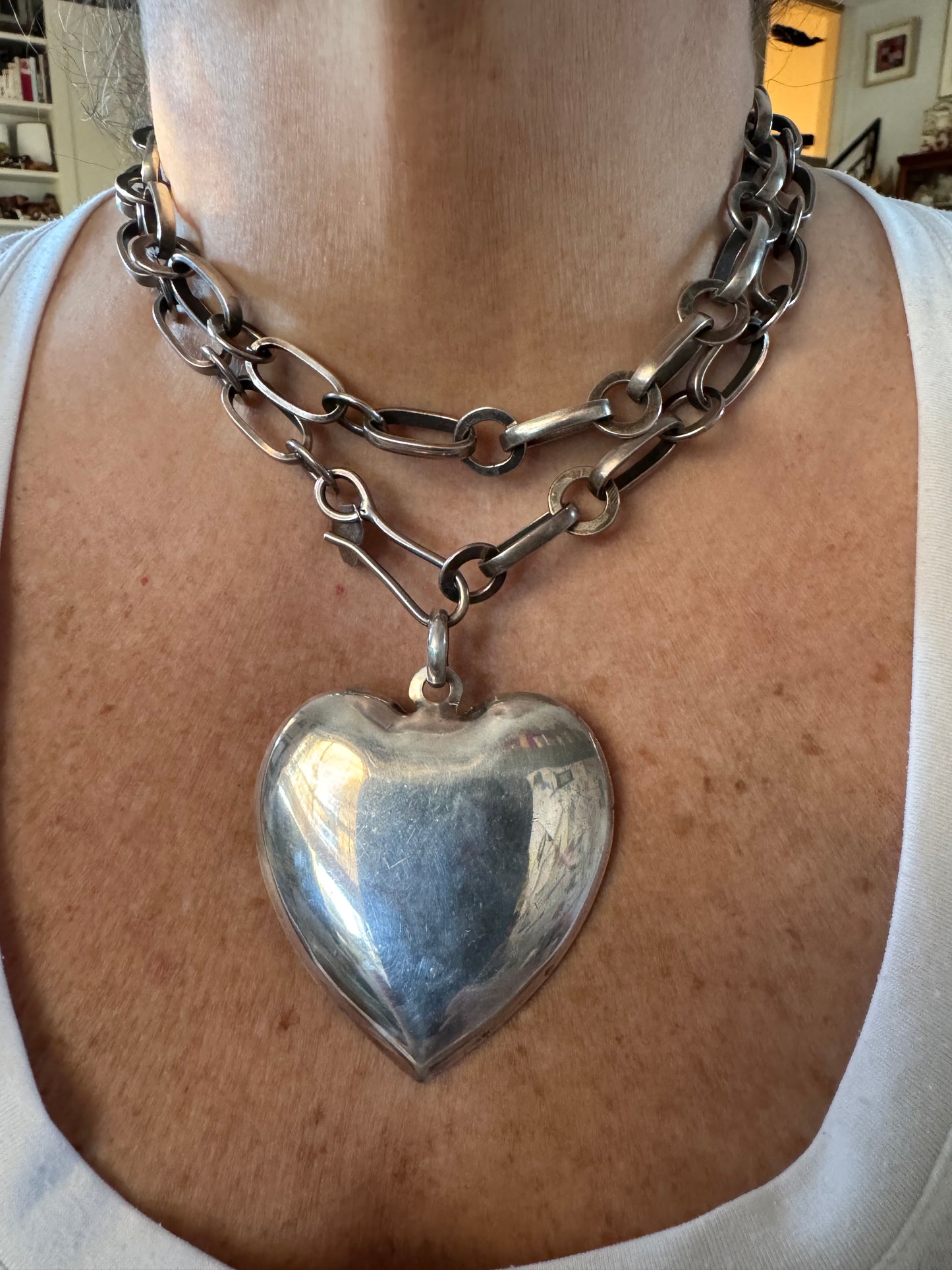 Huge Handmade Cowboy Sterling Long and Short Chain