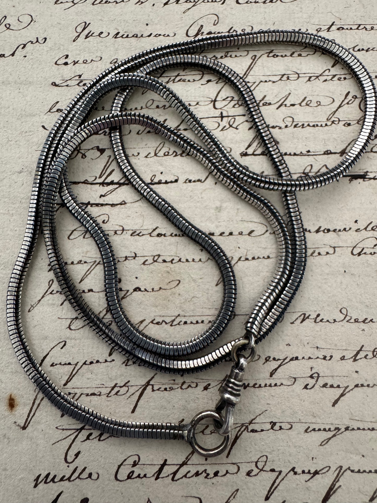 Long Antique Silver Foxtail Chain with Dog Clip