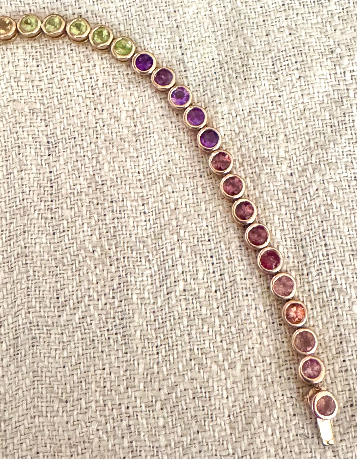 14k Gold Bezel Set Rainbow Bracelet