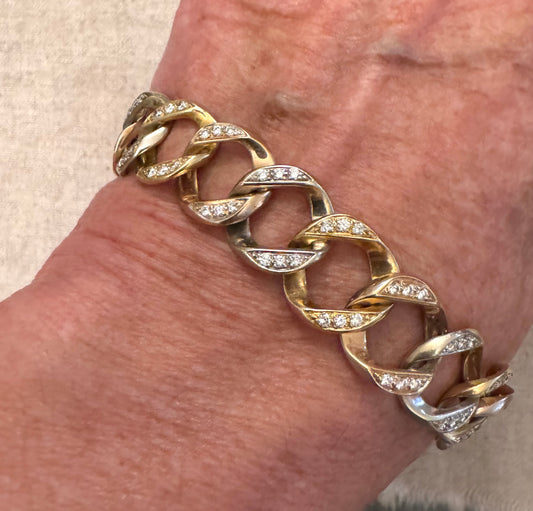 Tri-color Diamond and Gold Curb Link Bracelet
