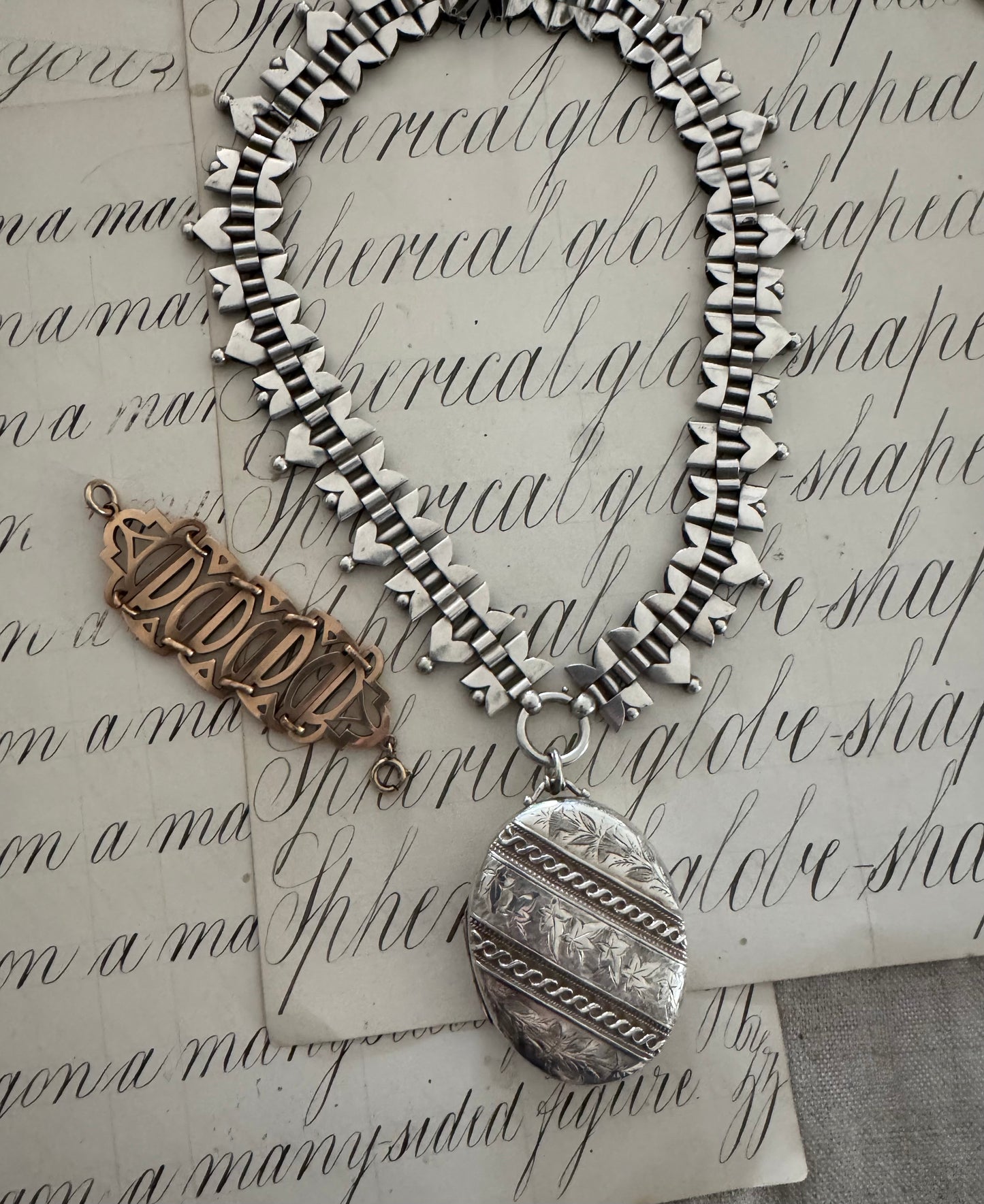 Stupendous Victorian Silver Book Chain with Gold Filled Extender