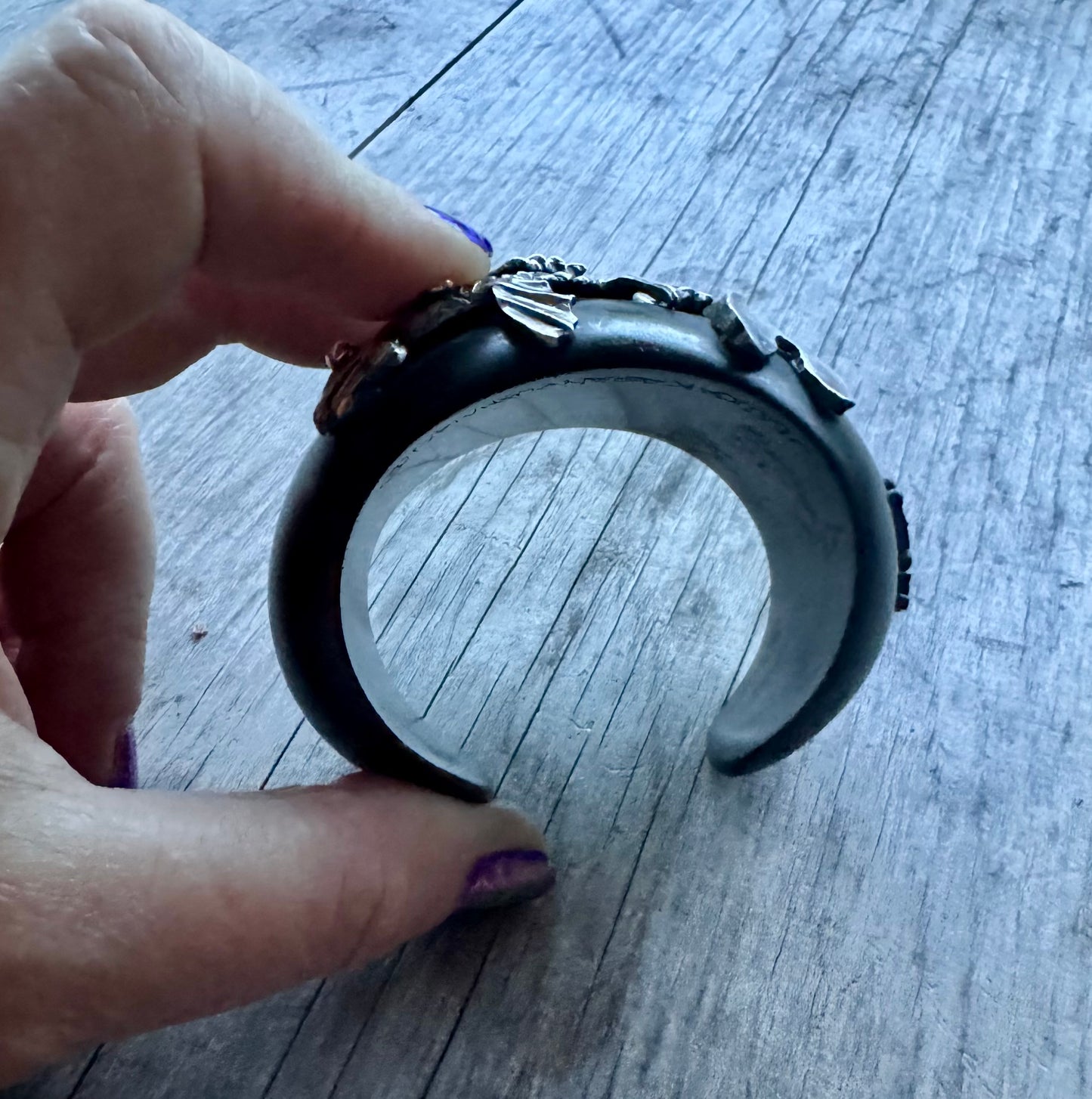 JKC Ebony Cuff with Sterling Silver Fish
