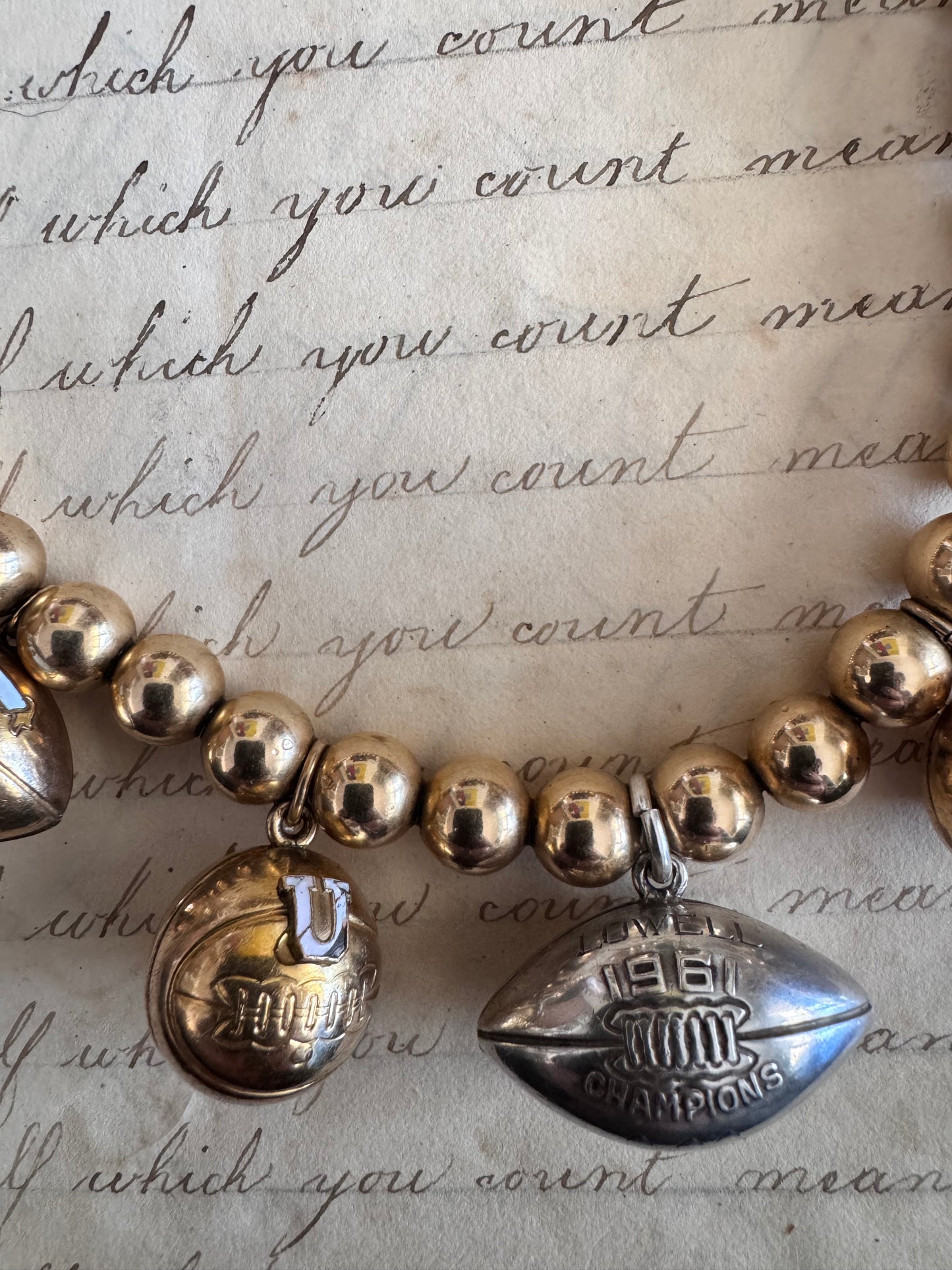 Gold Filled Sports Ball and Bead Charm Necklace
