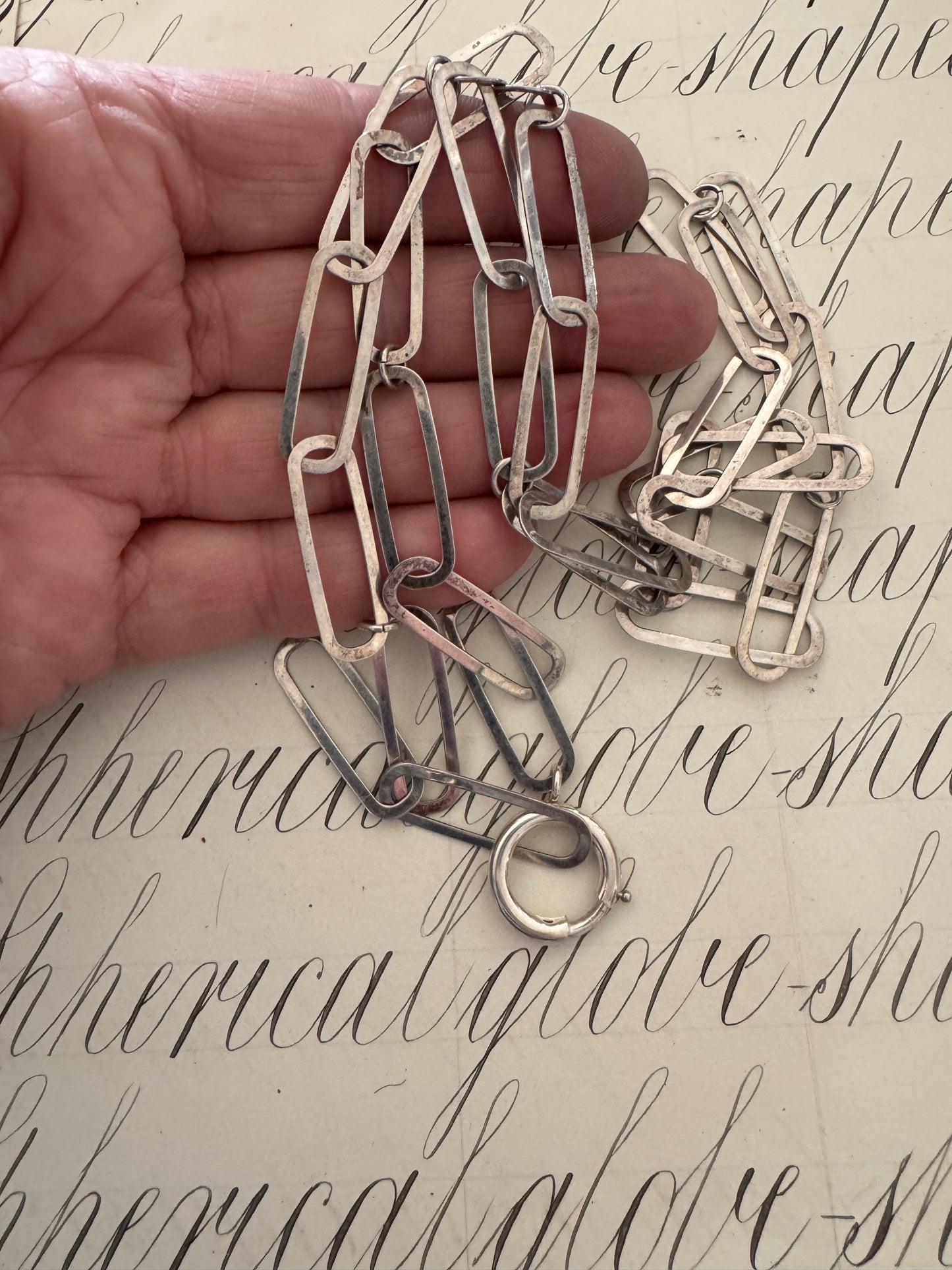 Striking Sterling Flattened Paperclip Chain