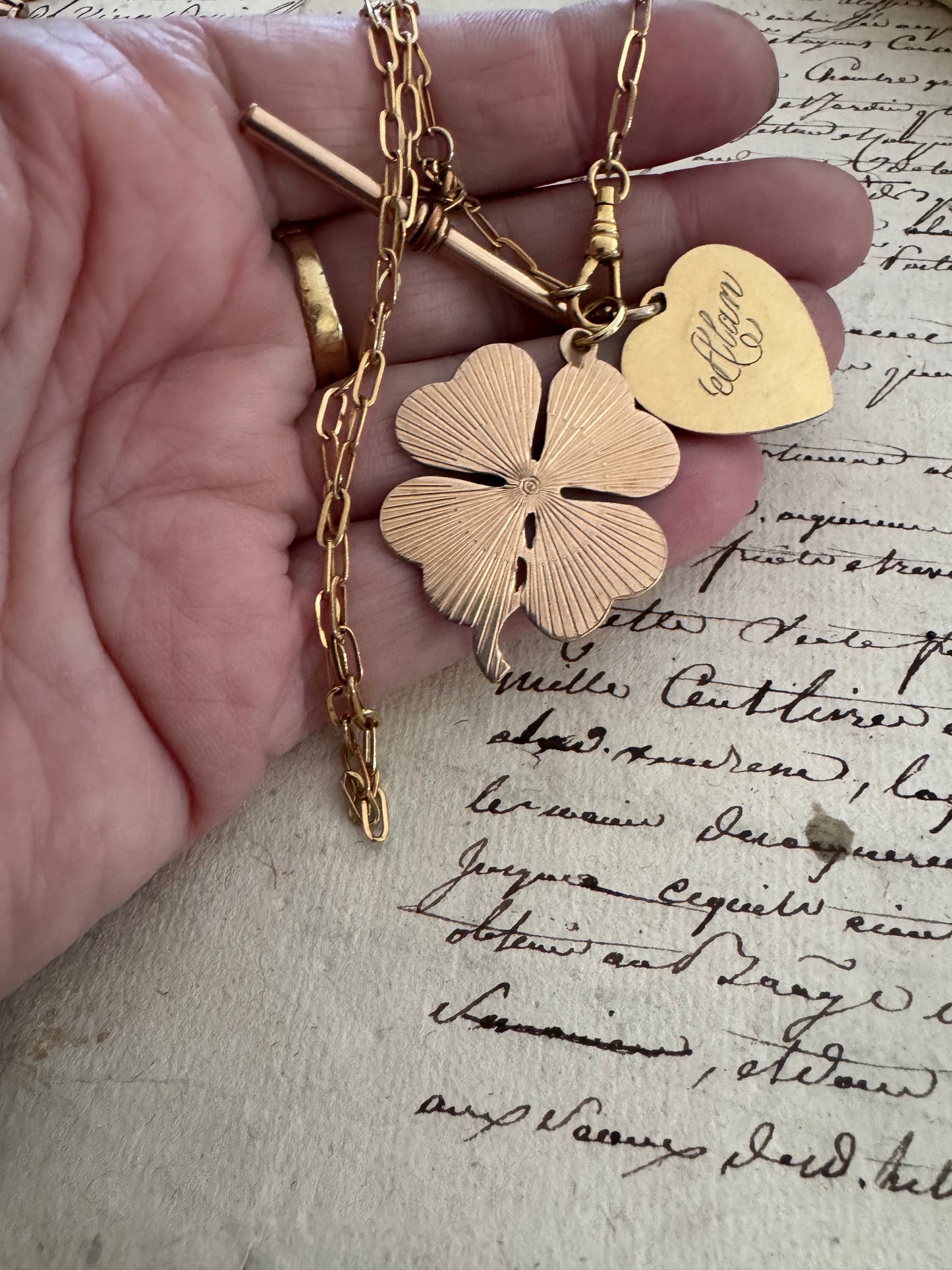 Gold Filled Delicate Watch Chain Necklace with 2 Gold Filled Charms