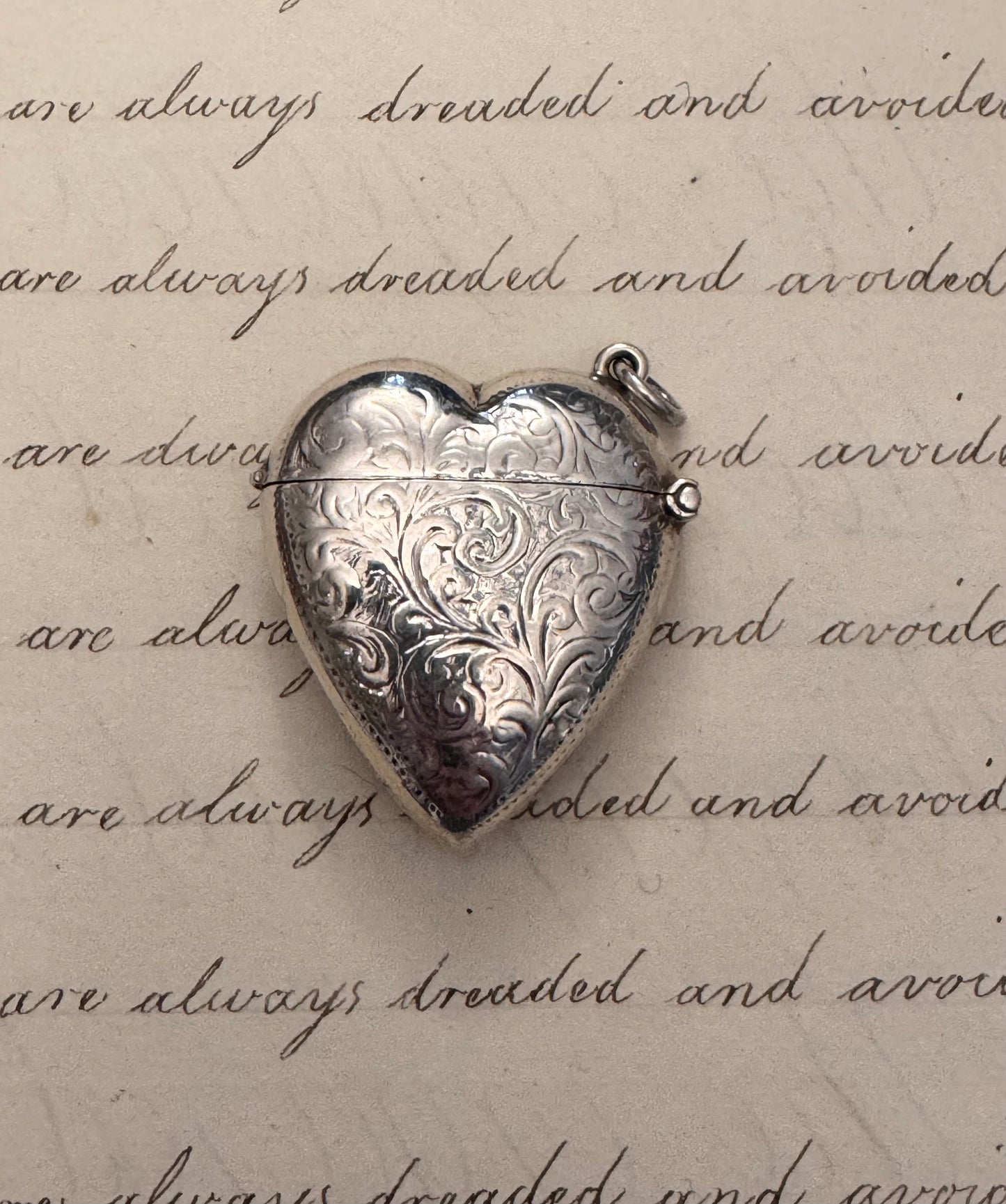 Charming Victorian Heart Shaped Match Safe with W Monogram