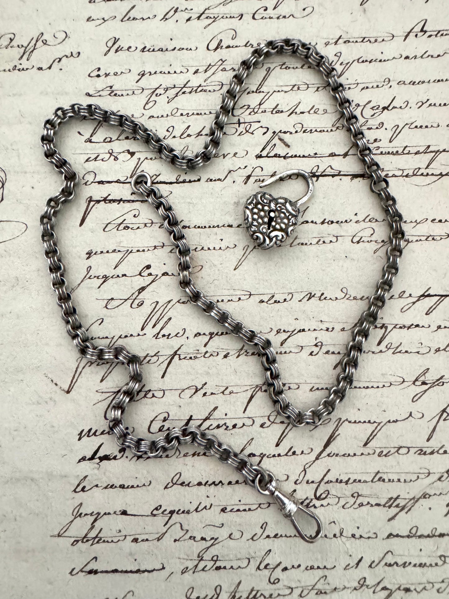 Victorian Sterling Rollo Chain with Heart Padlock
