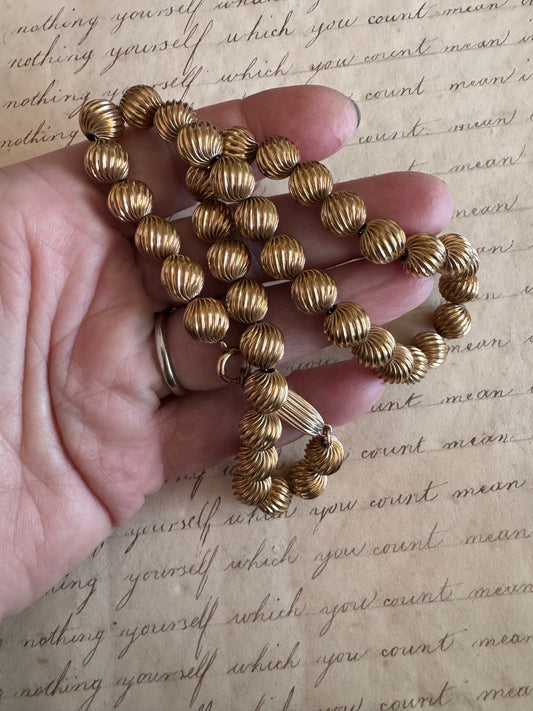 LARGE Vintage Fluted Gold Filled Beads