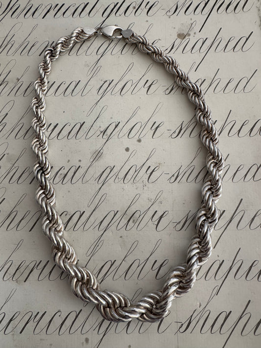 Enormous and Solid Italian Graduated Sterling Rope Chain
