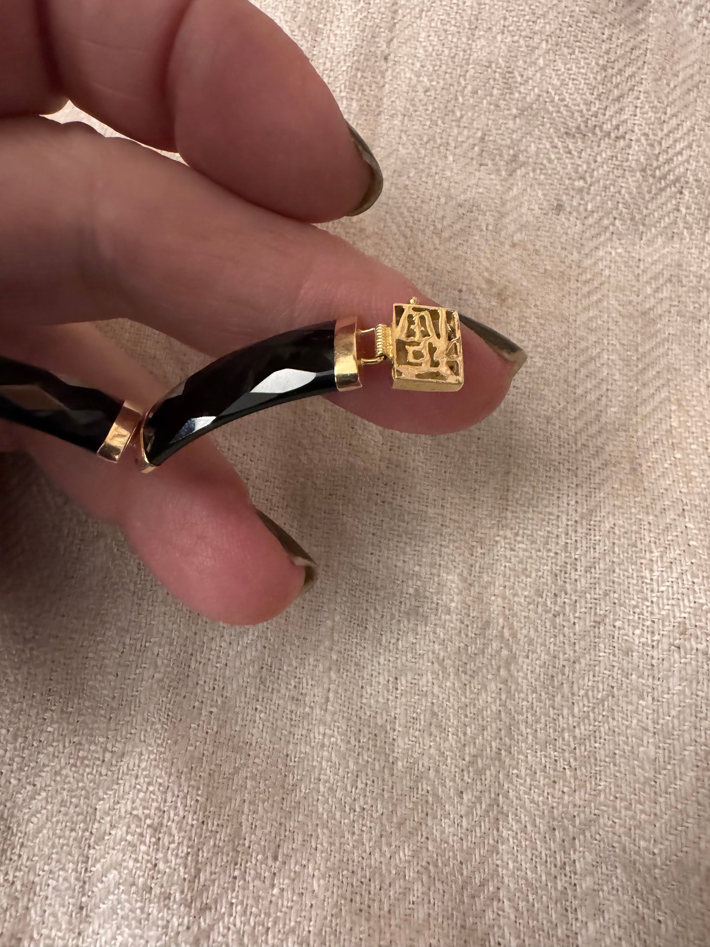 Lovely Black Onyx and 14k Gold Bracelet 1