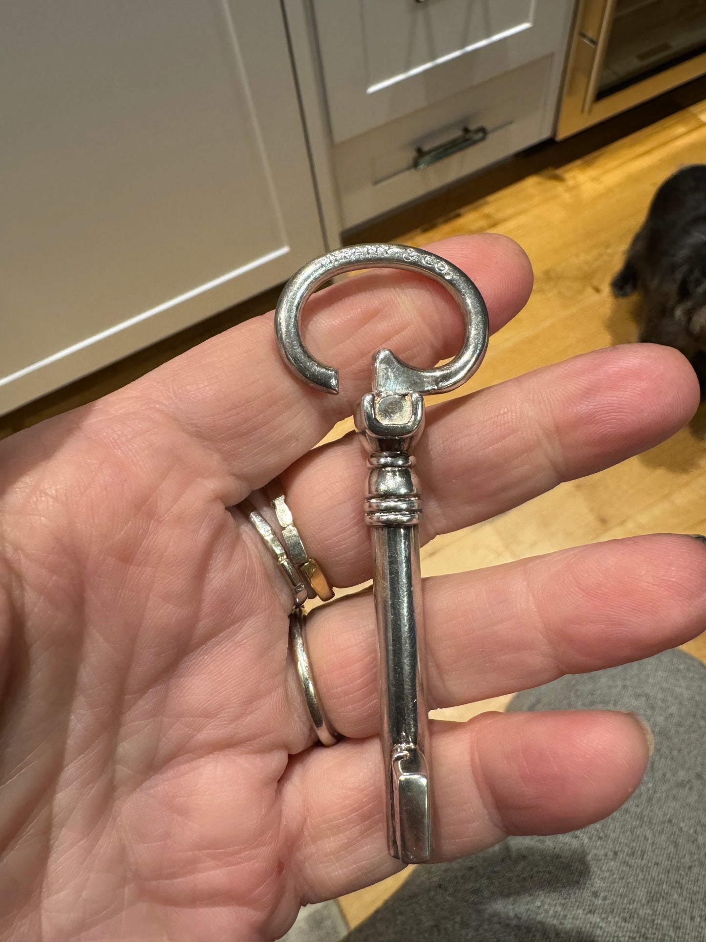 huge Tiffany sterling silver skeleton key connector