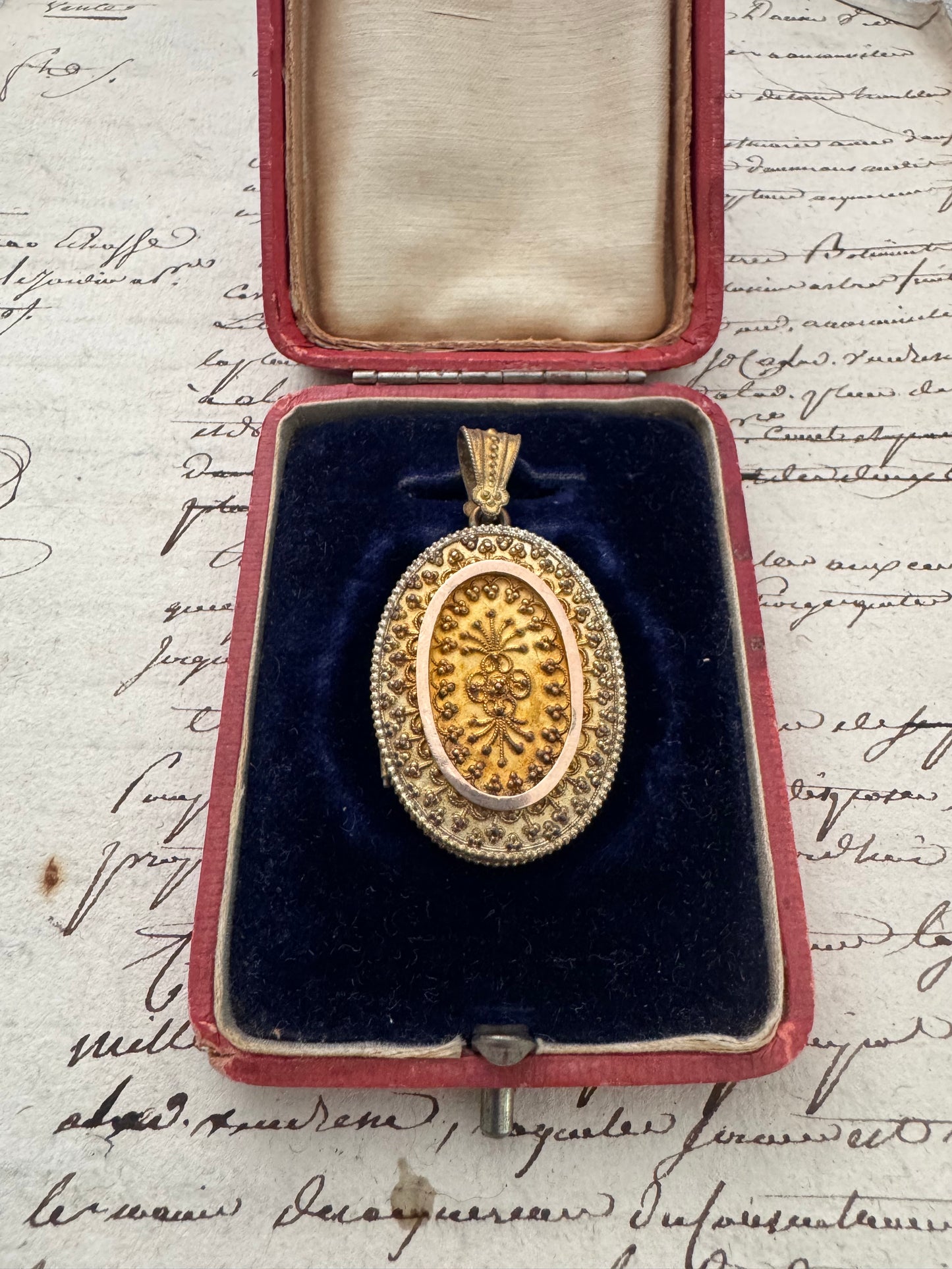 Victorian Gold Plated Silver Granulated Locket No. 1
