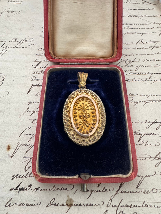 Victorian Gold Plated Silver Granulated Locket No. 1