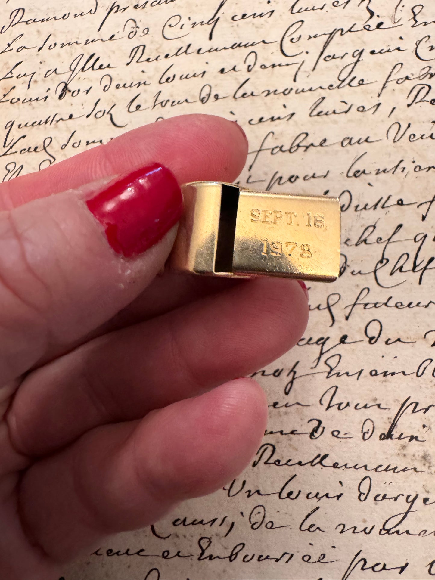 chunky 14 karat gold whistle by JM Fisher Co