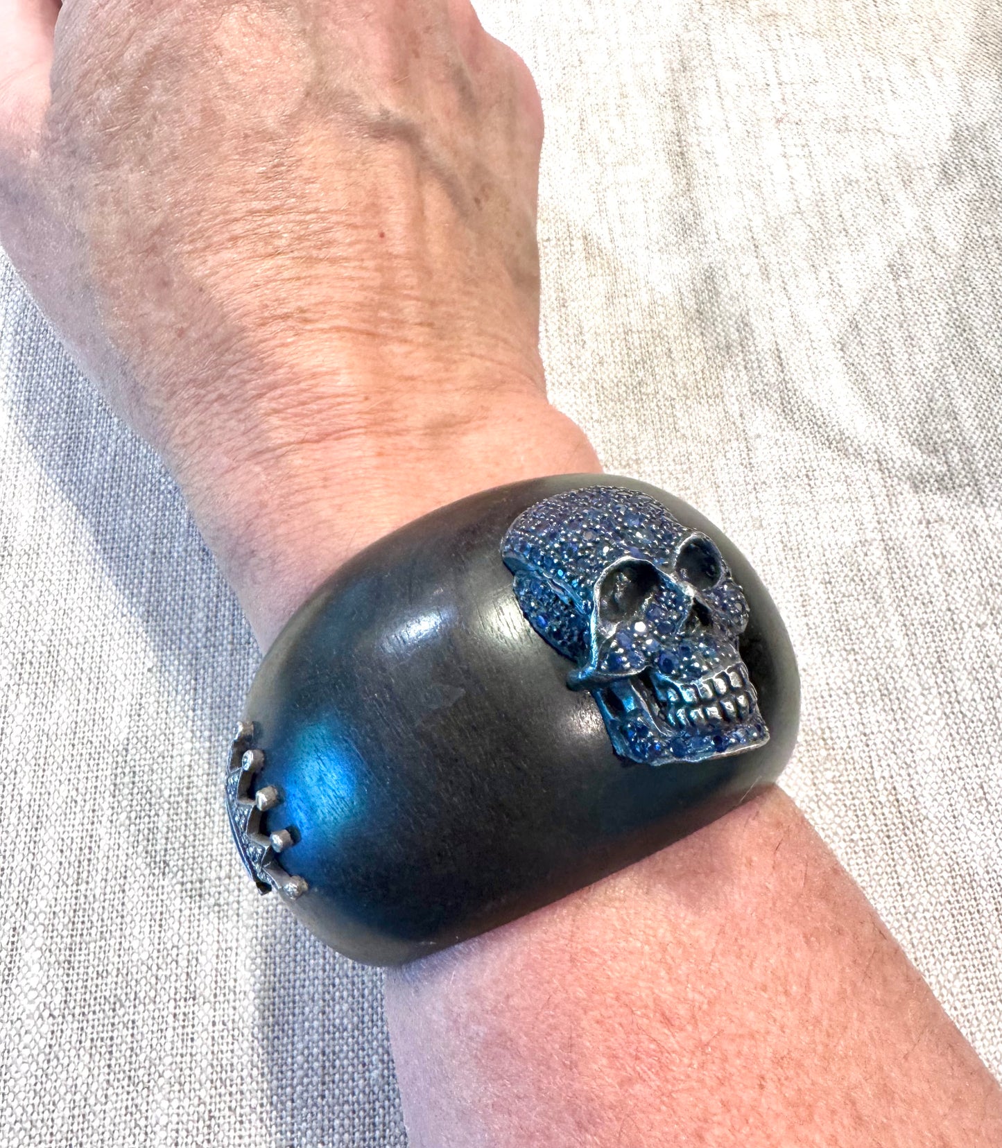 JKC Sapphire and Ebony Skull Cuff