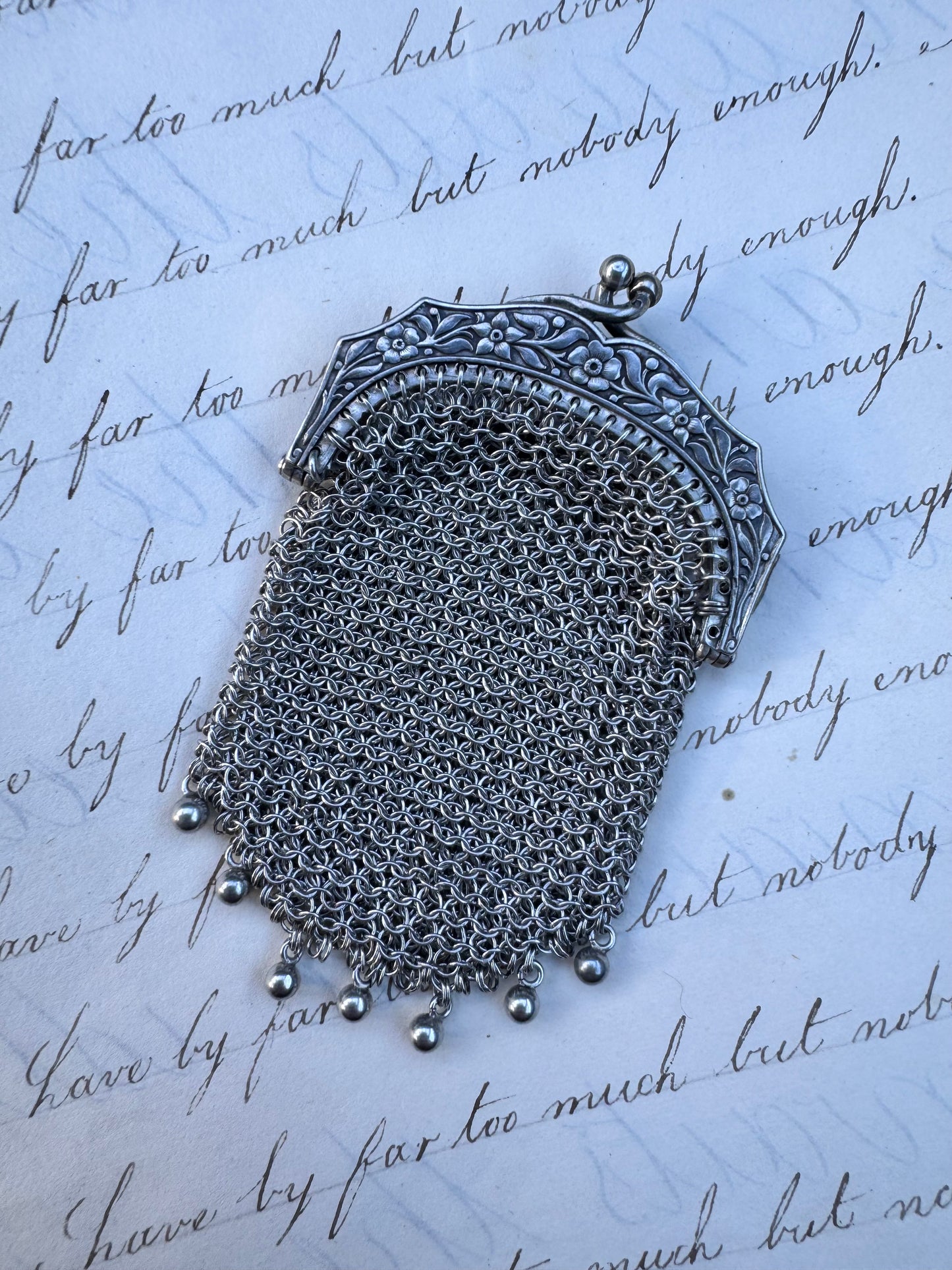 Antique French Silver Miniature Purse 3