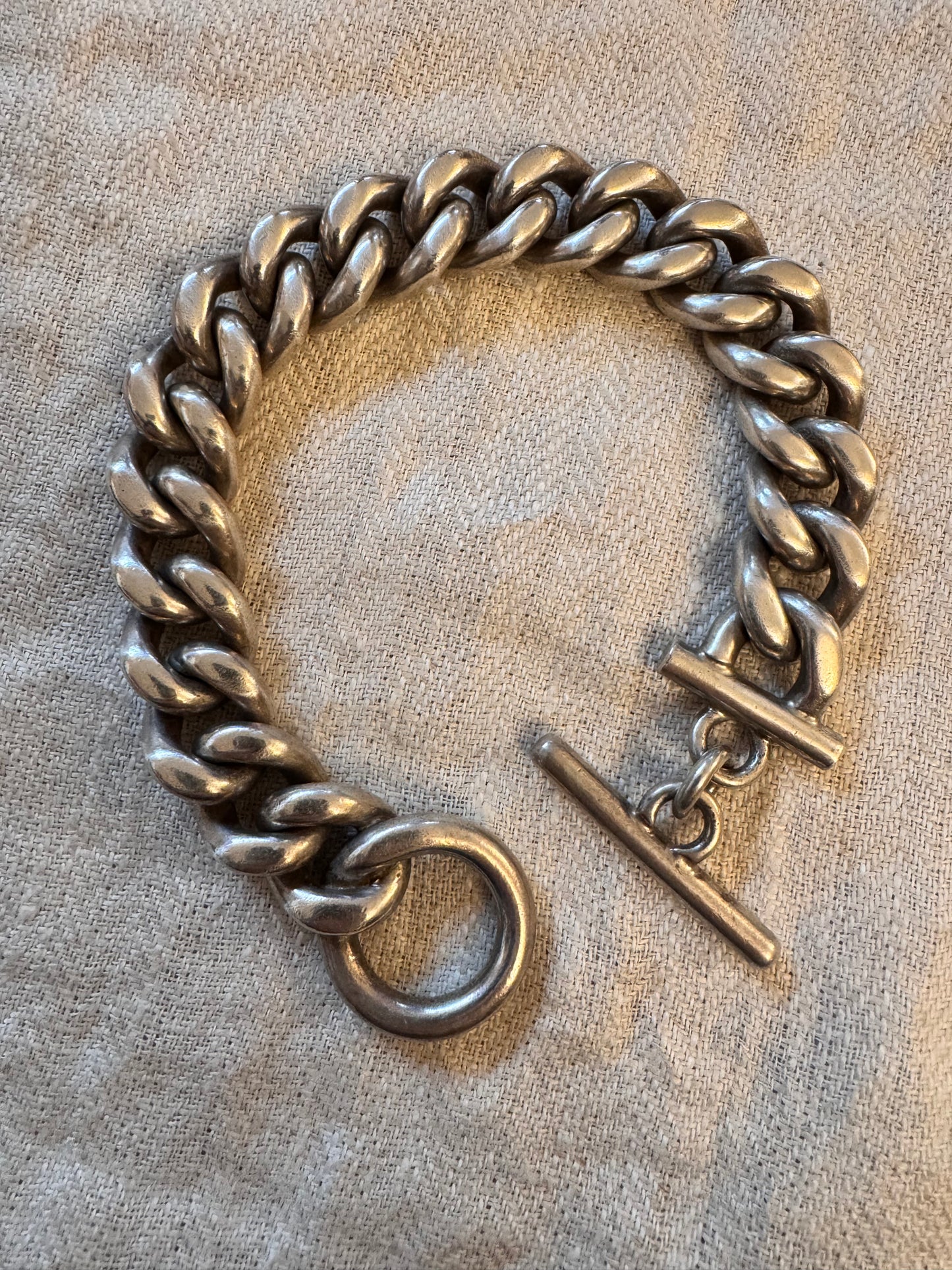 Massive Sterling Curb Link Bracelet with Toggle