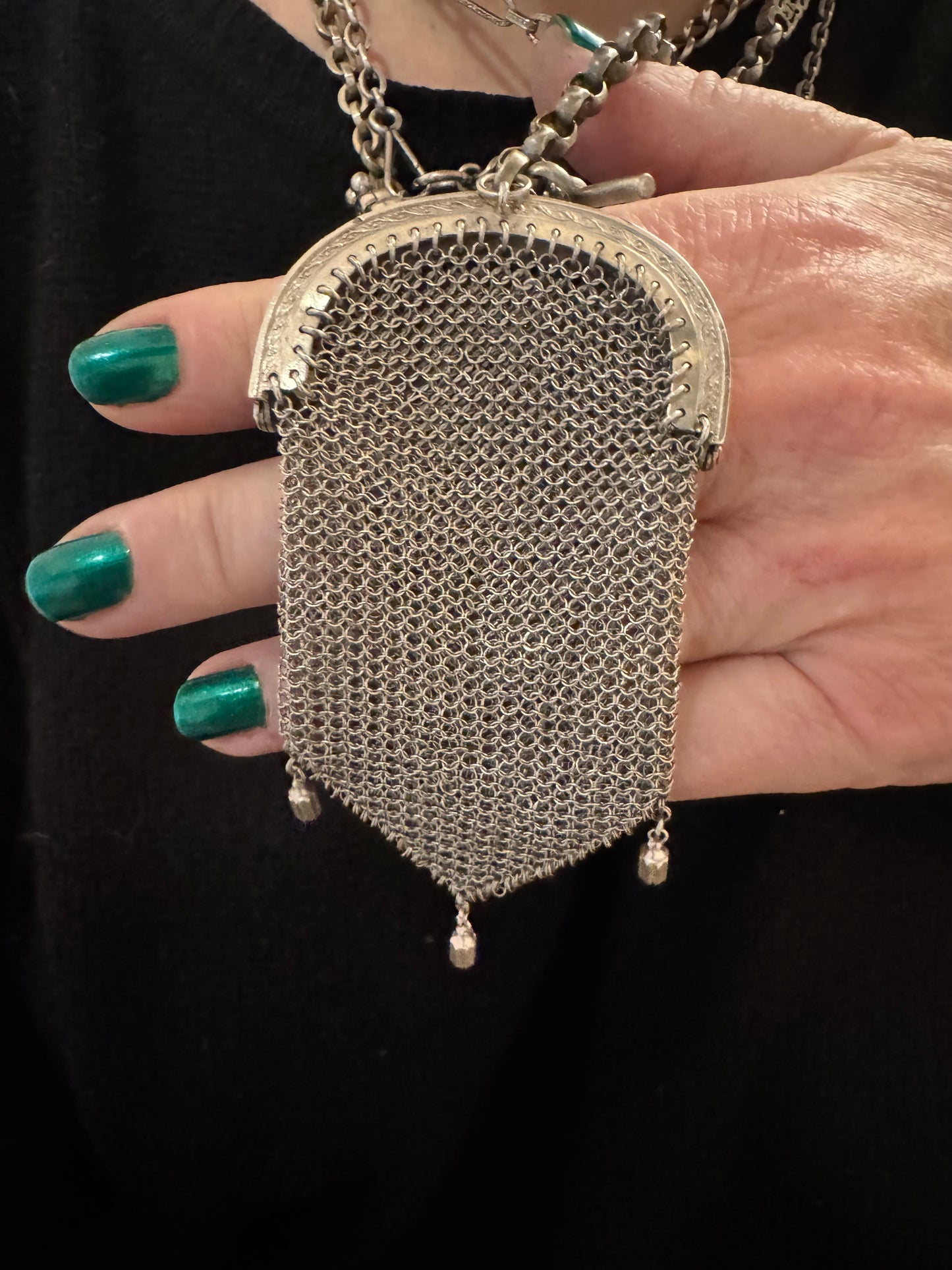 Antique French Silver Miniature Purse 2
