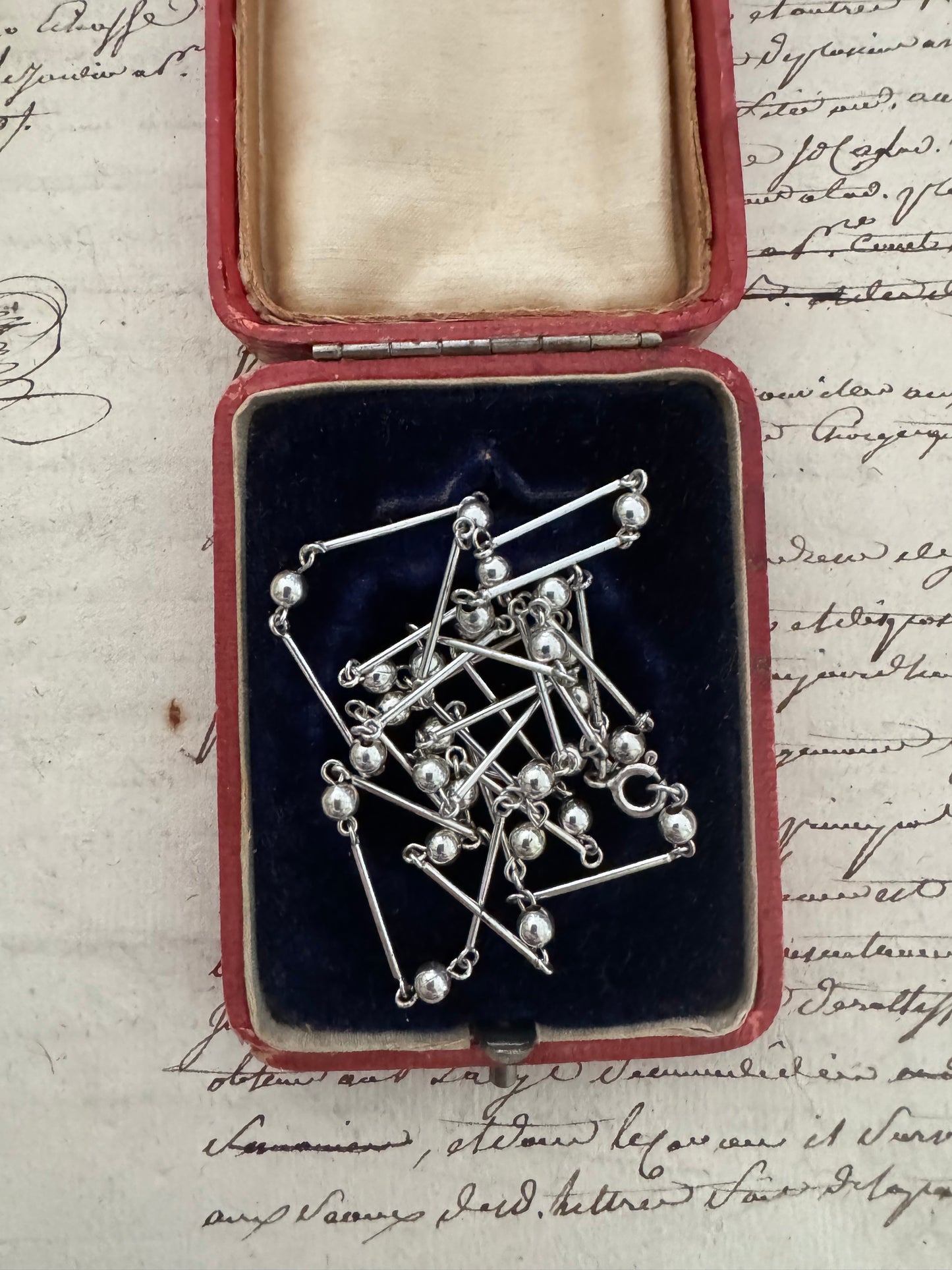 Vintage Ball and Bar Sterling Chain
