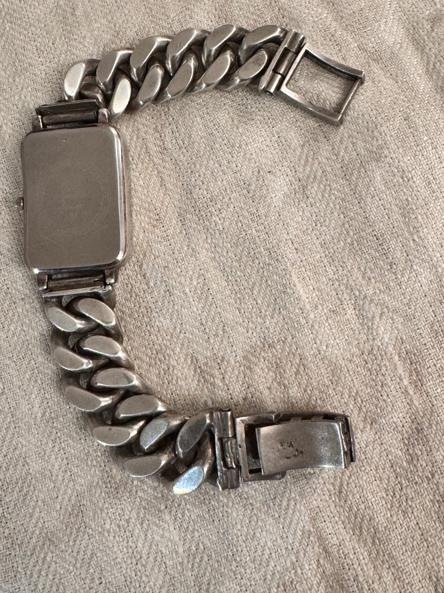 Sterling Silver Eclissi Watch with Heavy Sterling Curb Chain Strap