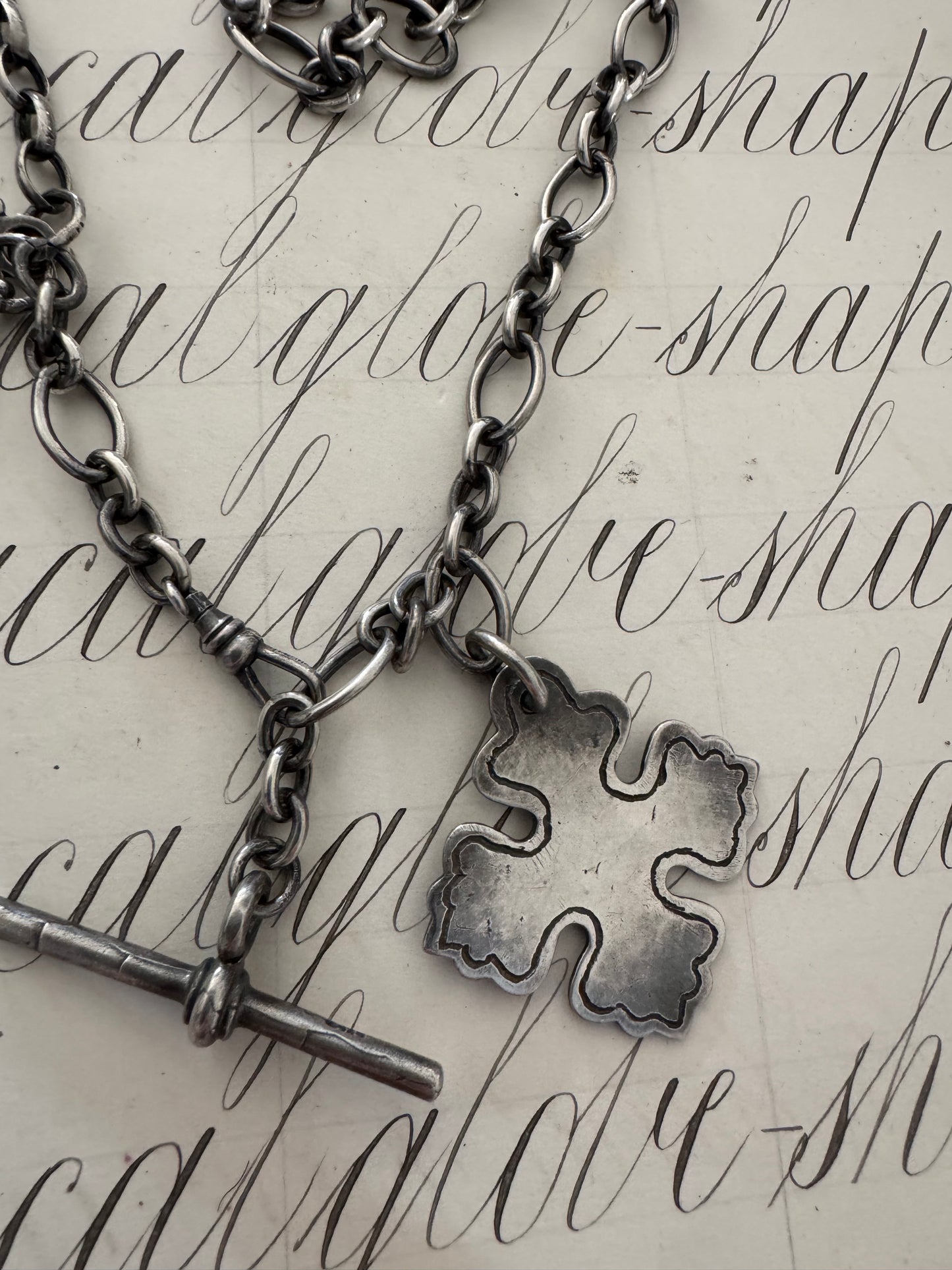 Sterling Silver Watch Chain with Nun’s Cross and Seal