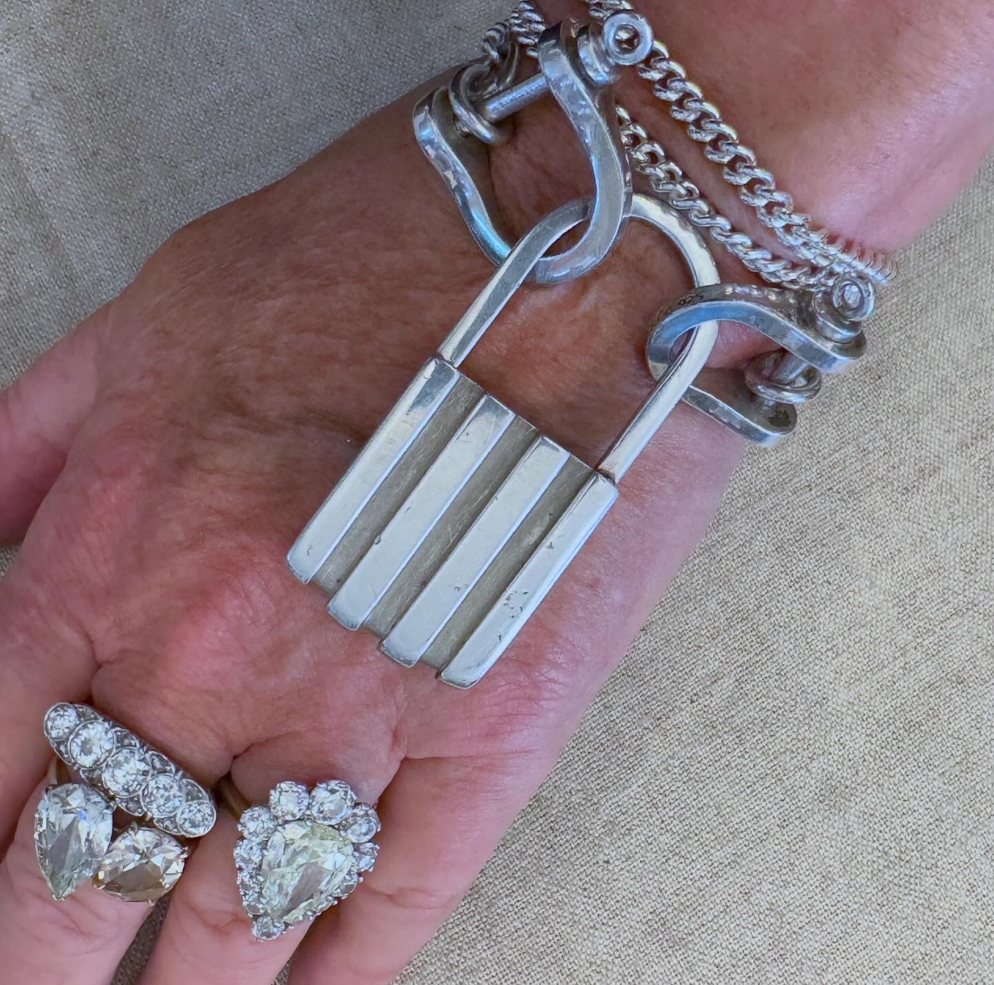 Amazing Vintage Sterling Tiffany Set with Chain Padlock and Shackles