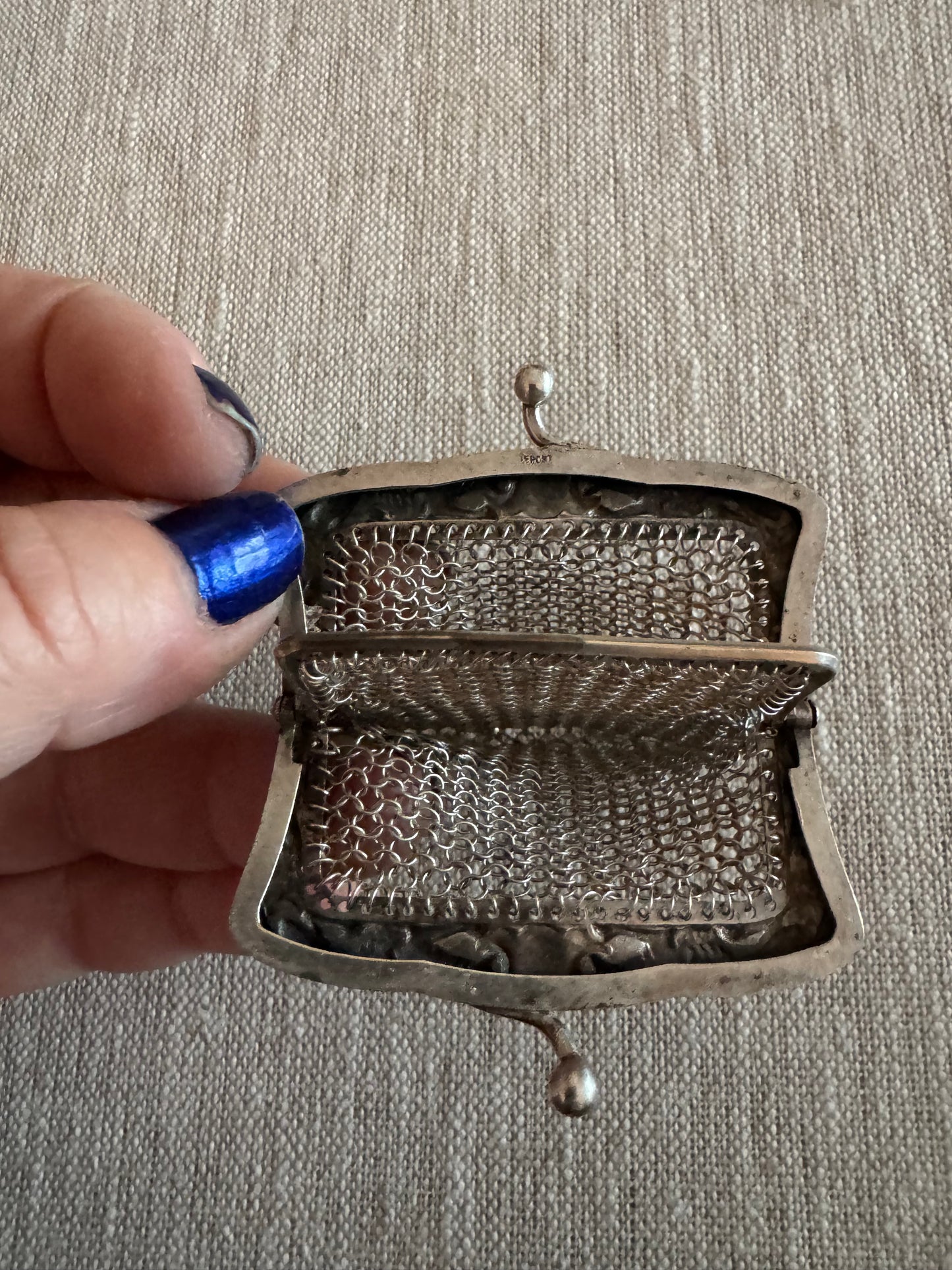 Antique French Silver Miniature Purse with Gryphons